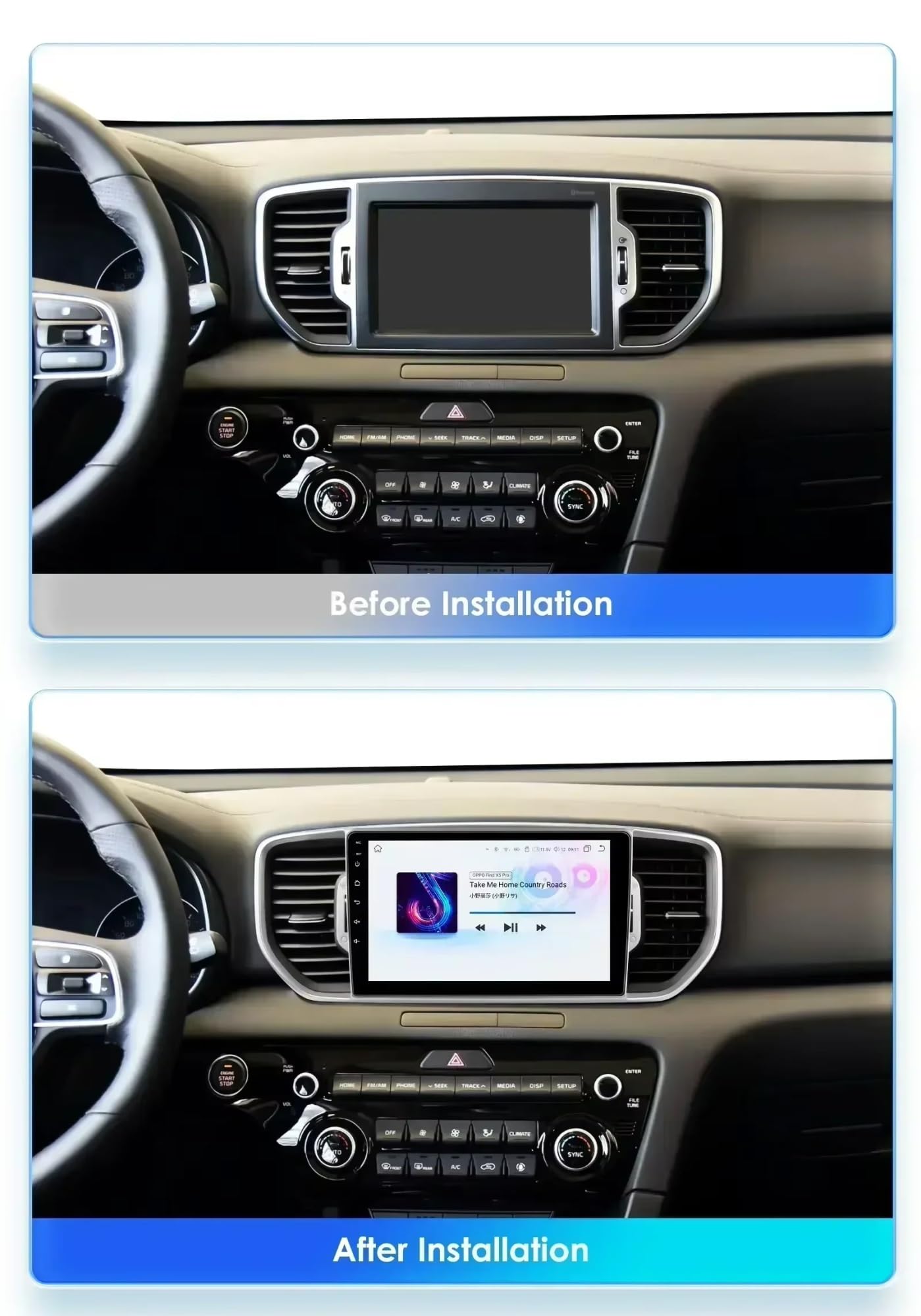 Radio samochodowe Android 15 2 DIN z 9-calowym ekranem dotykowym do KIA Sportage 4 KX5 2016-2018 z kamerą cofania/Carplay/BT/FM/GPS/USB/sterowaniem z kierownicy/audio samochodowe (EP70 8+128