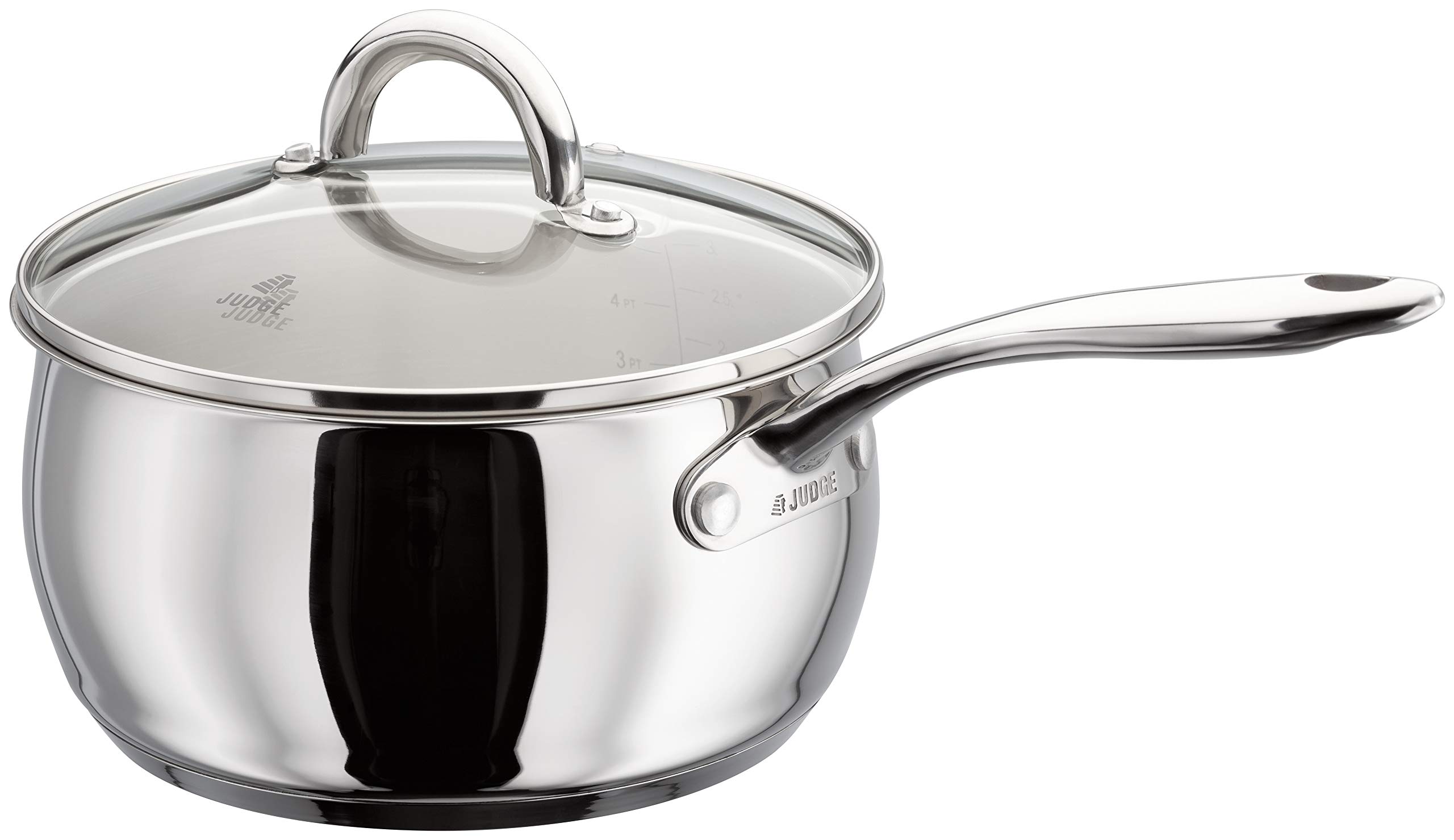 Judge Silver Classic 20Cm Saucepan With Glass Lid, 2.5 Litre Capacity