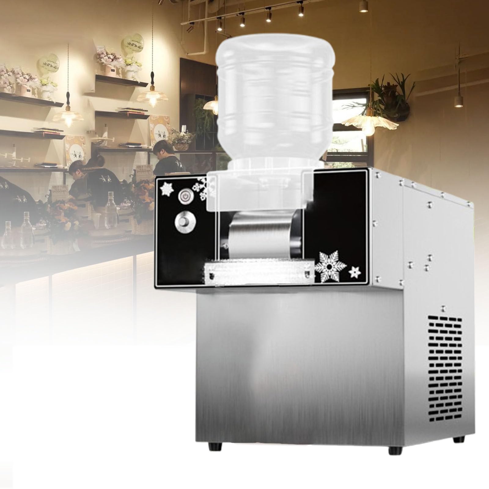 Macchina per ghiaccio a fiocchi di neve commerciale, macchina per ghiaccio a neve, macchina per ghiaccio tritato elettrico con dissipazione del calore per panetteria e caffetteria,750W