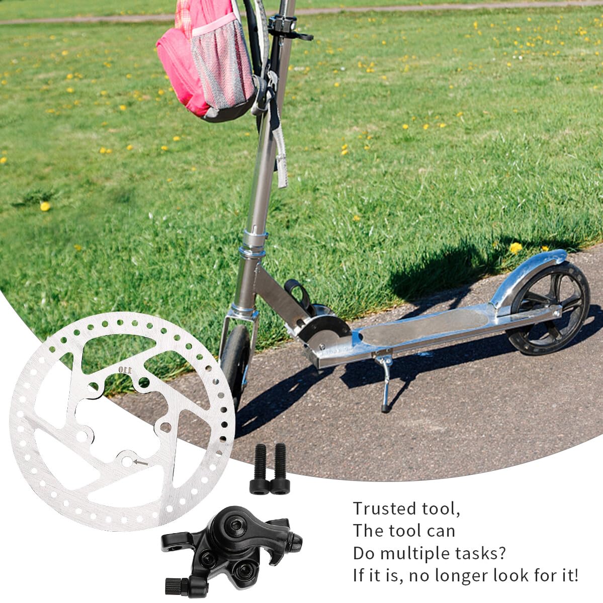 WOONEKY Kit Freno a Disco per Monopattino Elettrico, Bianco | Metallo, Ricambio per M365, Robusto e Facile da Installare, Accessorio Compatto per Hardware Scooter
