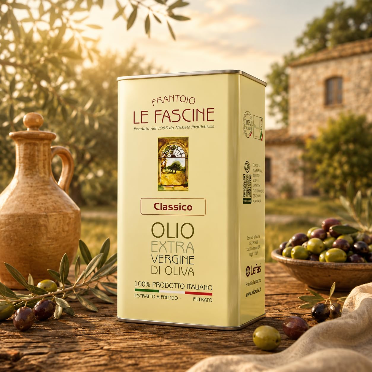 Le Fascine Classico - Olio Extravergine di Oliva 100% Italiano Estratto a Freddo Prodotto da Monocultivar Provenzale (Latta da 5 Litri)