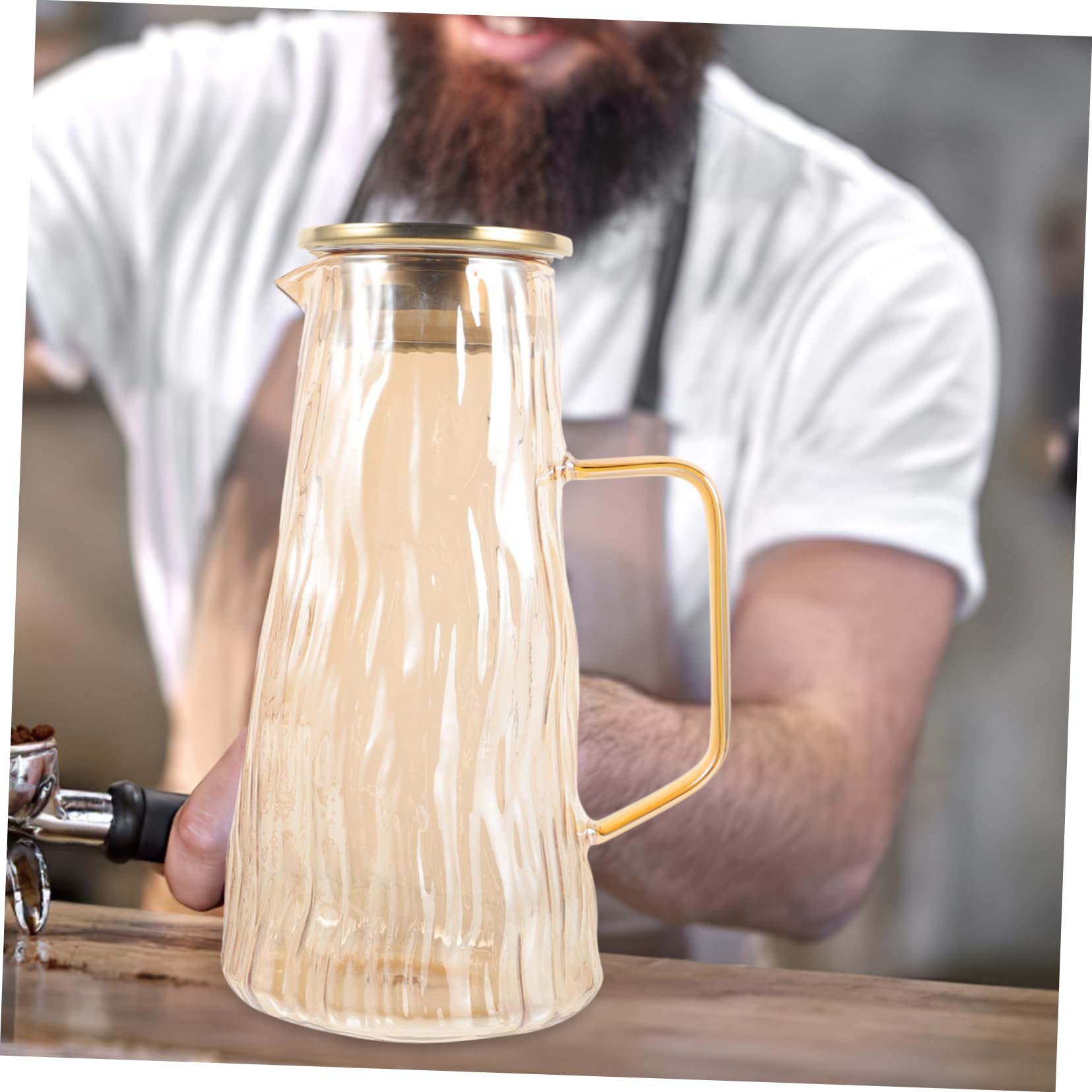 COLLBATH Jarra de Vidrio para Agua Capacidad de 1.5l Diseño Grueso y Tapa Infusora para Té Helado y Frutas Uso Doméstico Elegante y Funcional