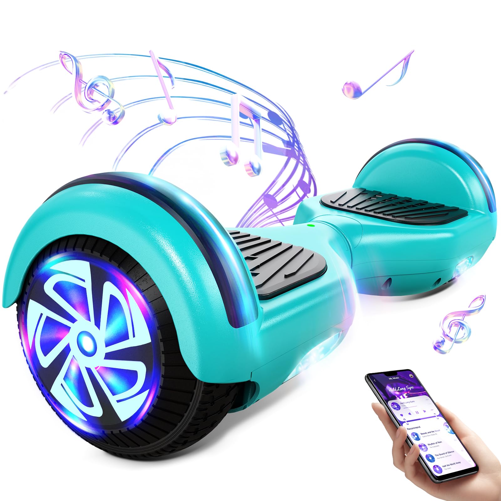 Hoverboard 6,5 pollici Overboard, hoverboard fuoristrada Gyropod, scooter elettrico autobilanciato con Bluetooth e LED per bambini e adulti