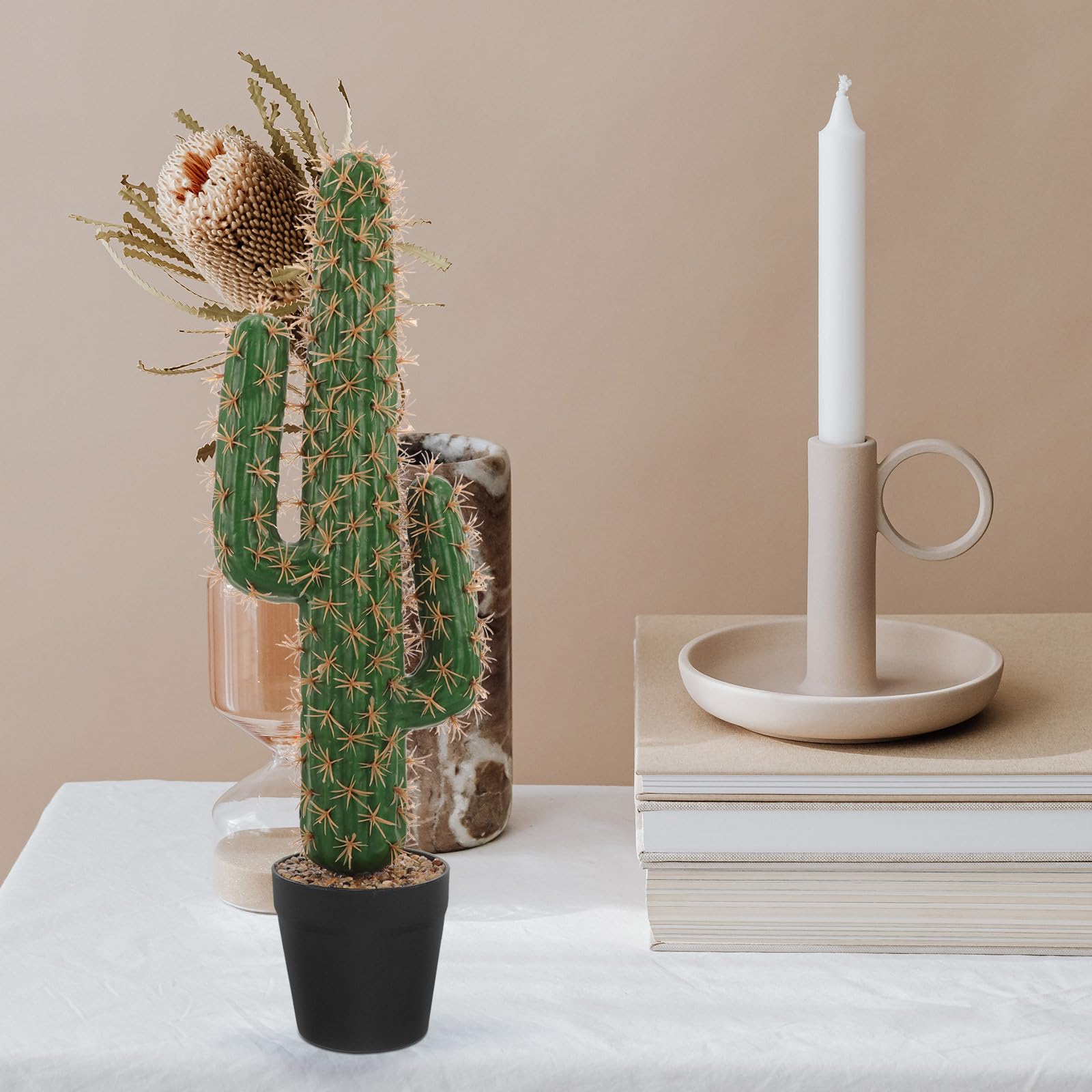 Pianta Finta Cactus Bonsai in Plastica Vaso Decorativo Realistico