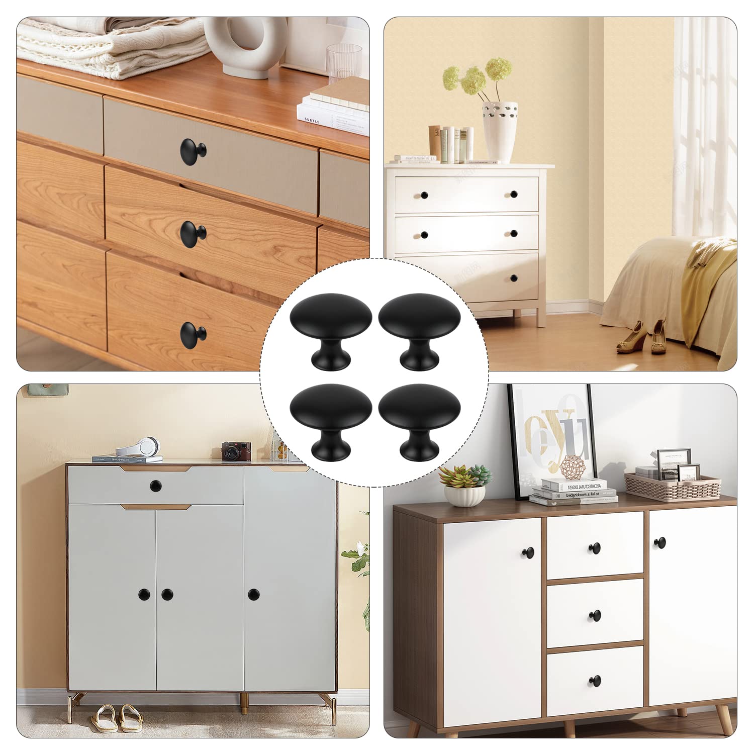 6 Pomelli Per Mobili In Rattan, In Legno, 4 X 3 Cm, Vintage, In Rattan, Rotondi, In Legno, Per Cassetti, Armadi, Cassetti, Mobili Da Cucina