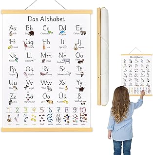 Vlecexs Abecedario para Niños 30x40cm, ABC Poster del Abecedario para Niños, Láminas Infantiles, Alfabeto de Animales, Decoración Infantil Regalo para Jardín infantil Primaria Preescolar