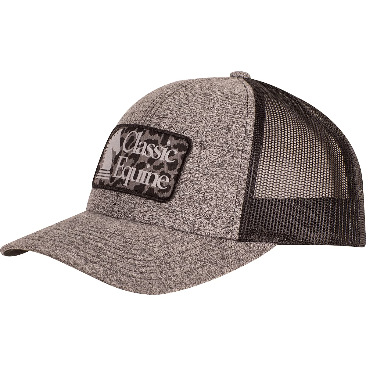 Classic EquineSnapback Ball Cap with Embroidered Cheetah Patch Black Heather-Black
