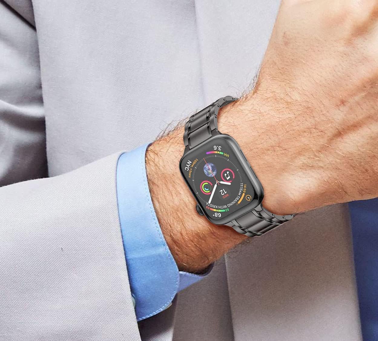 Titanium Band,Five-Piece Link Metal Bracelet with Tortoise Buckle,for Apple Watch Series 11/10/9/8/7,Ultra 3/2/1,SE 3/2/1 [2025]