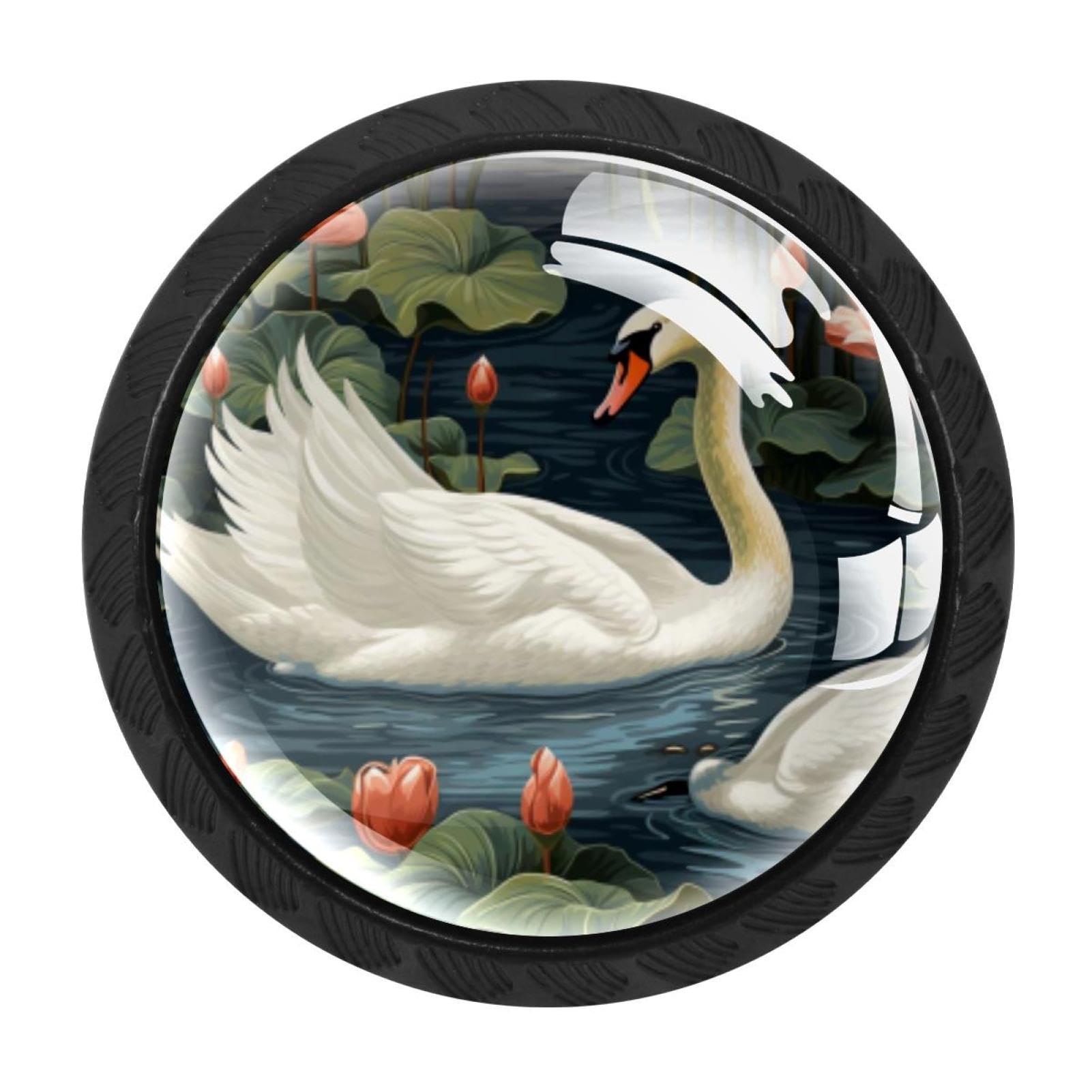 CHENZZZZ 4 Pieces Dresser Knobs Swan Drawer knobs Cabinet Knobs Pull Handles for Home Kitchen Office