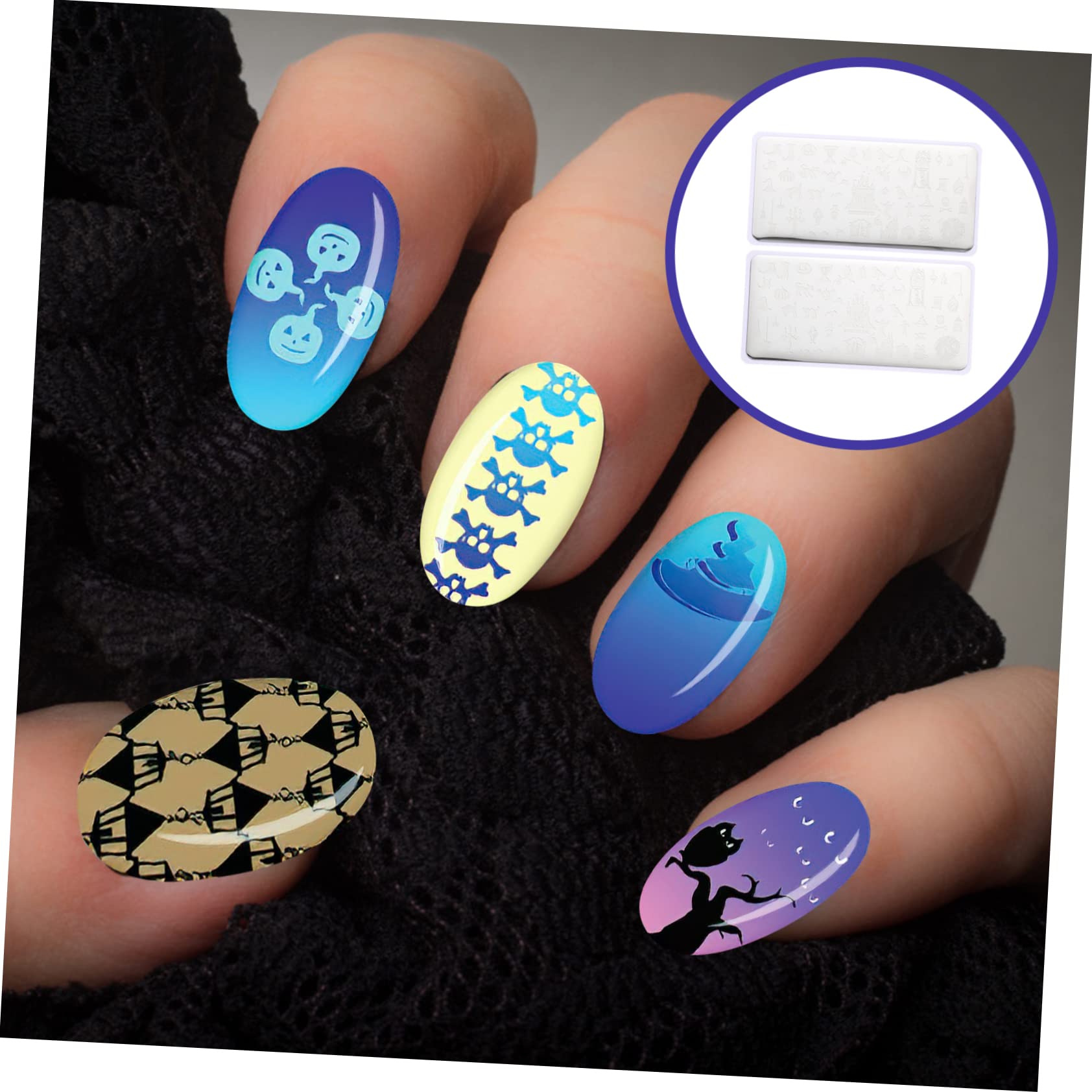 FRCOLOR 8 Hojas de impresión de transferencia de halloween manicura accesorios de arte de de hallowee estampador de de flores kit de estampado de juego de