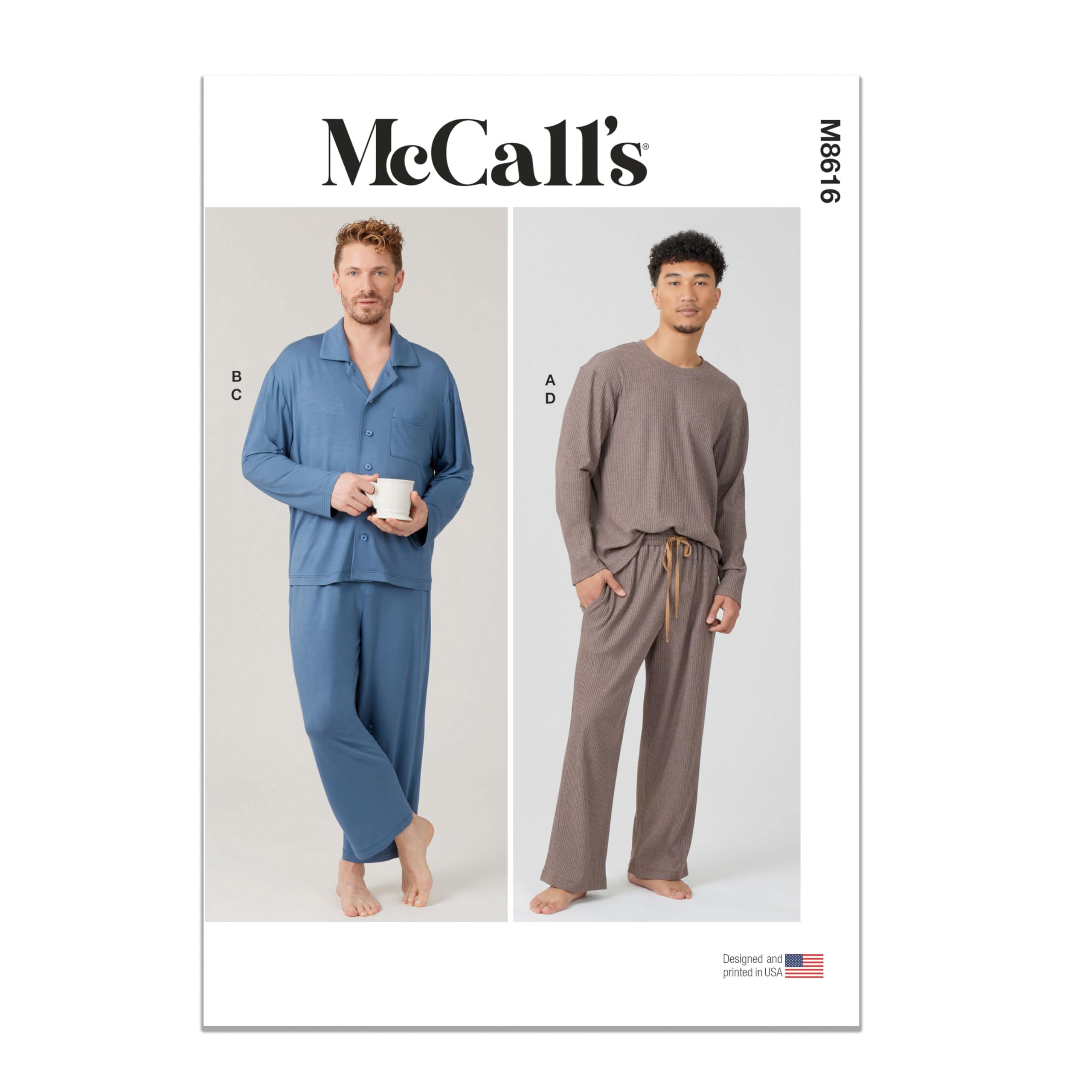Photo 1 of McCall's M8616A Men's Knit Pajama Sewing Pattern, Sizes S-XXXL
