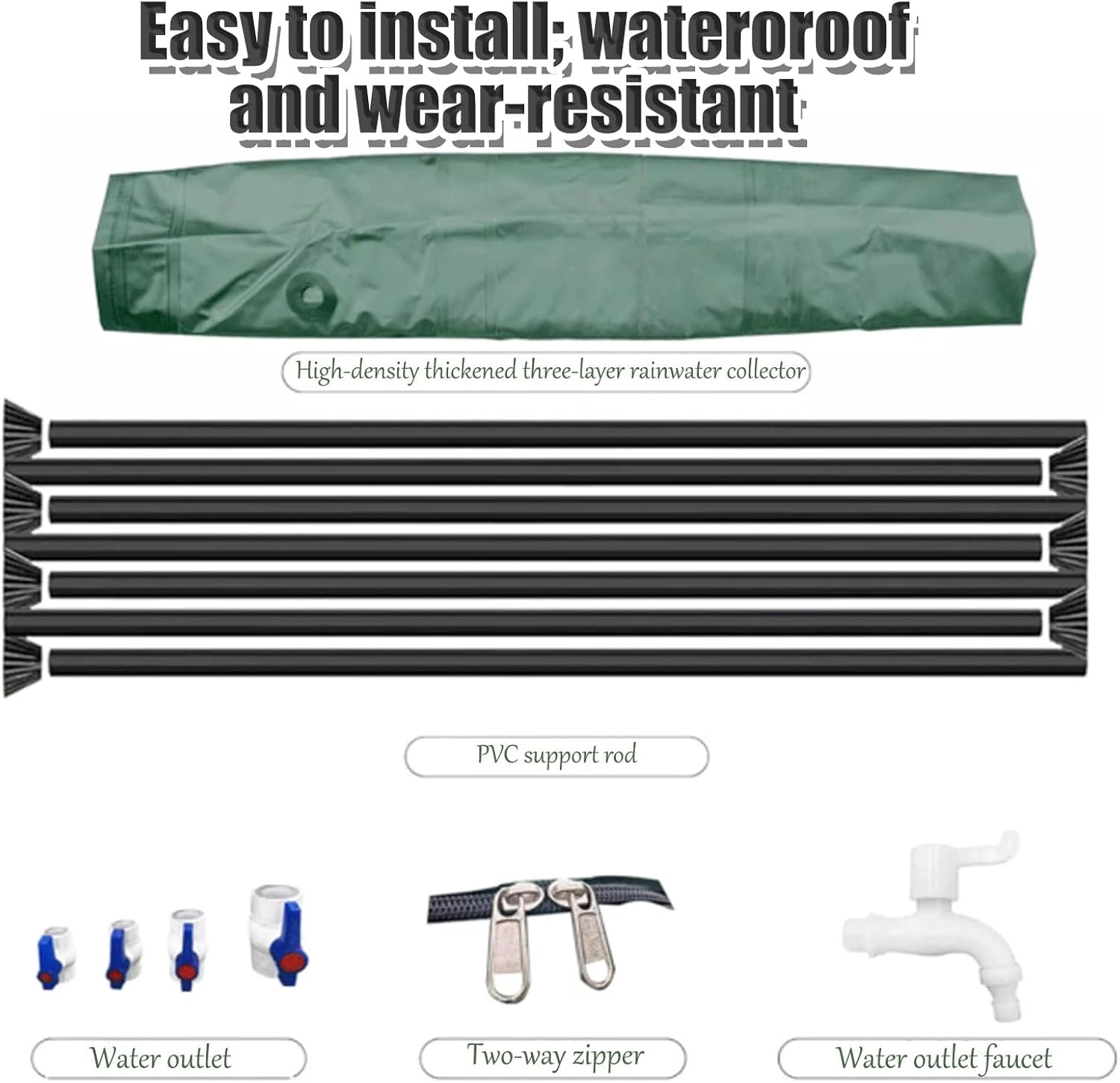 Water Catcher Container with Filter Spigot，Water Barrel, Foldable Rainwater Collect System，PVC Folding Rainwater Collection Barrel, for Terraces, Patio，Garden Outside(160L)