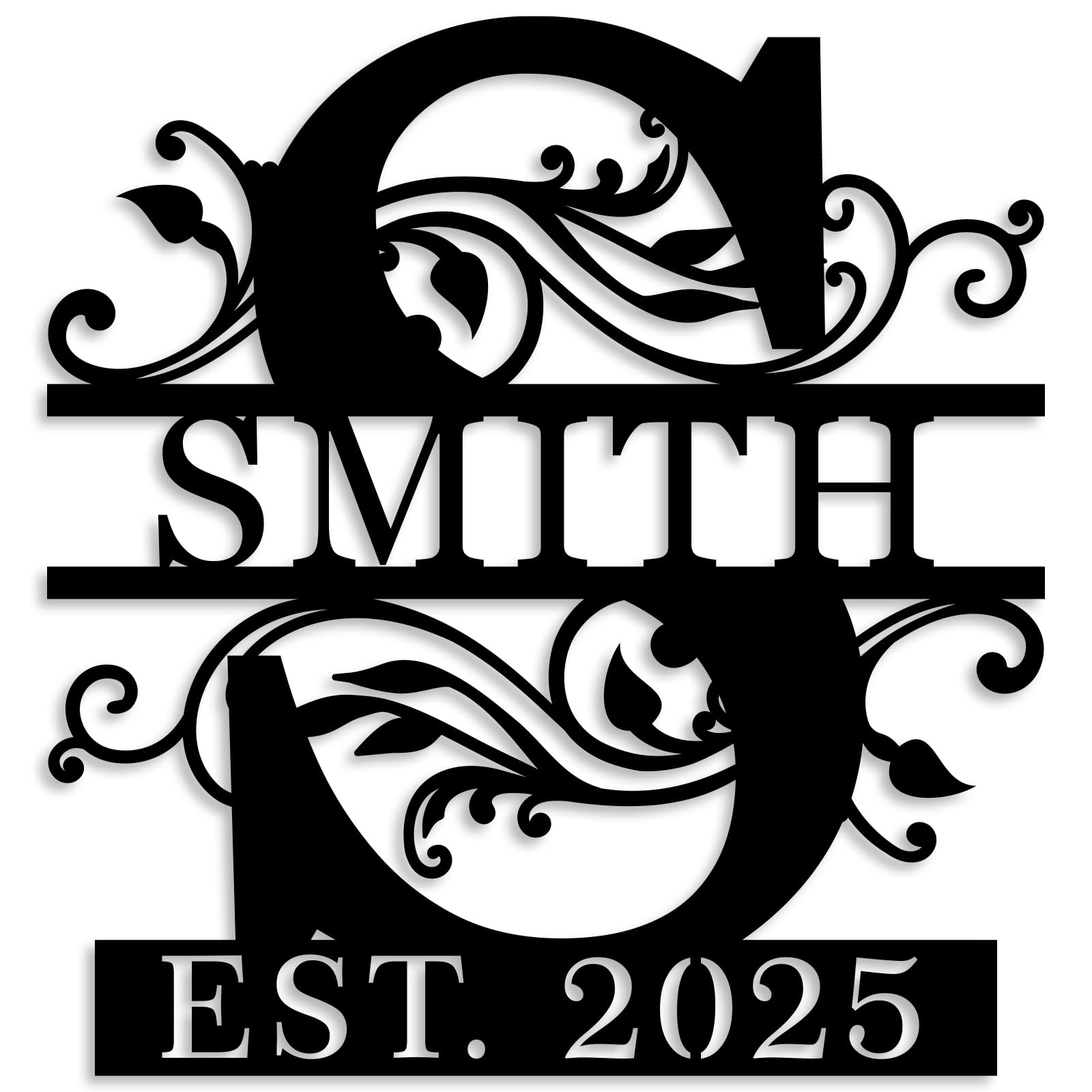 Custom Metal Name Sign | Personalized Last Name Signs | Split Letter Monogram Wall Decor | Family Name Sign | Anniversary Wedding Gift | Outdoor Metal