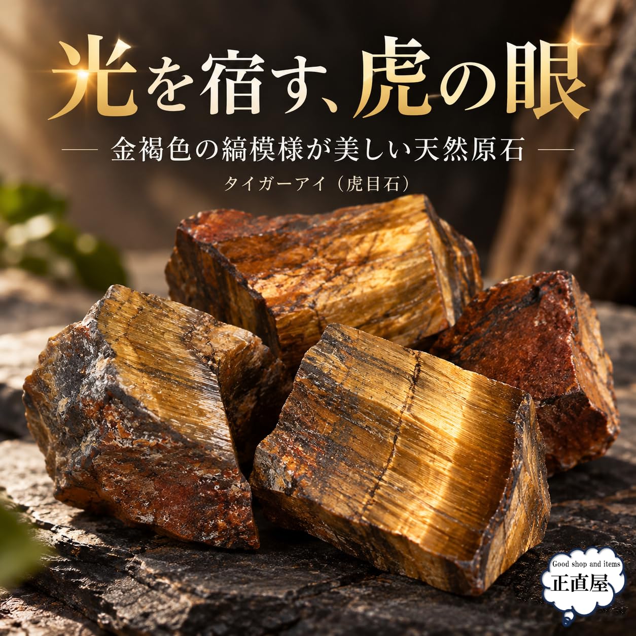 Amazon | 正直屋 虎目石 タイガーアイ 虎眼石 天然石 鉱物 標本 原石
