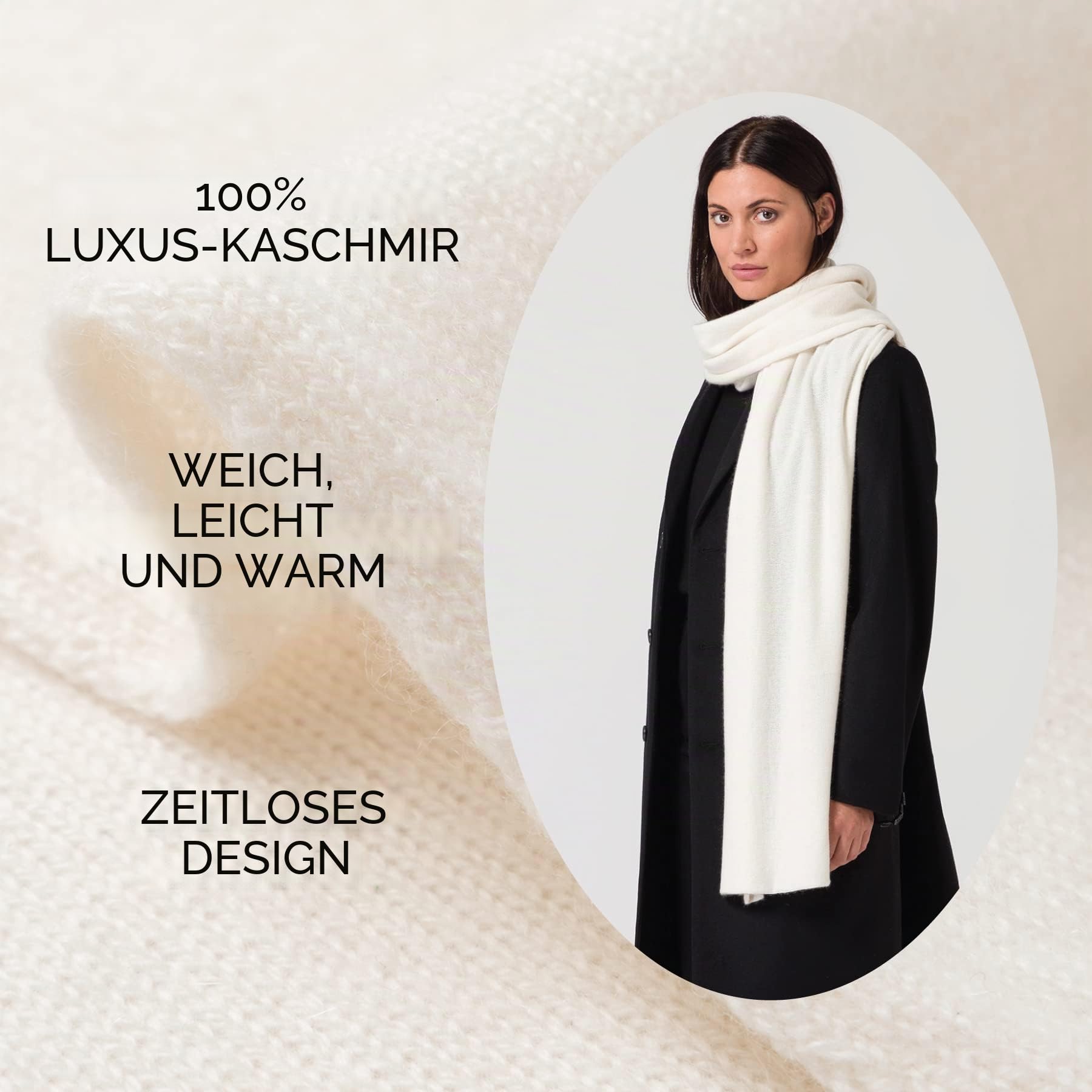 Style & Republic Damen Schal aus 100% Kaschmir | edler Damen-Schal aus feinstem Cashmere | Größe 196 x 28 cm