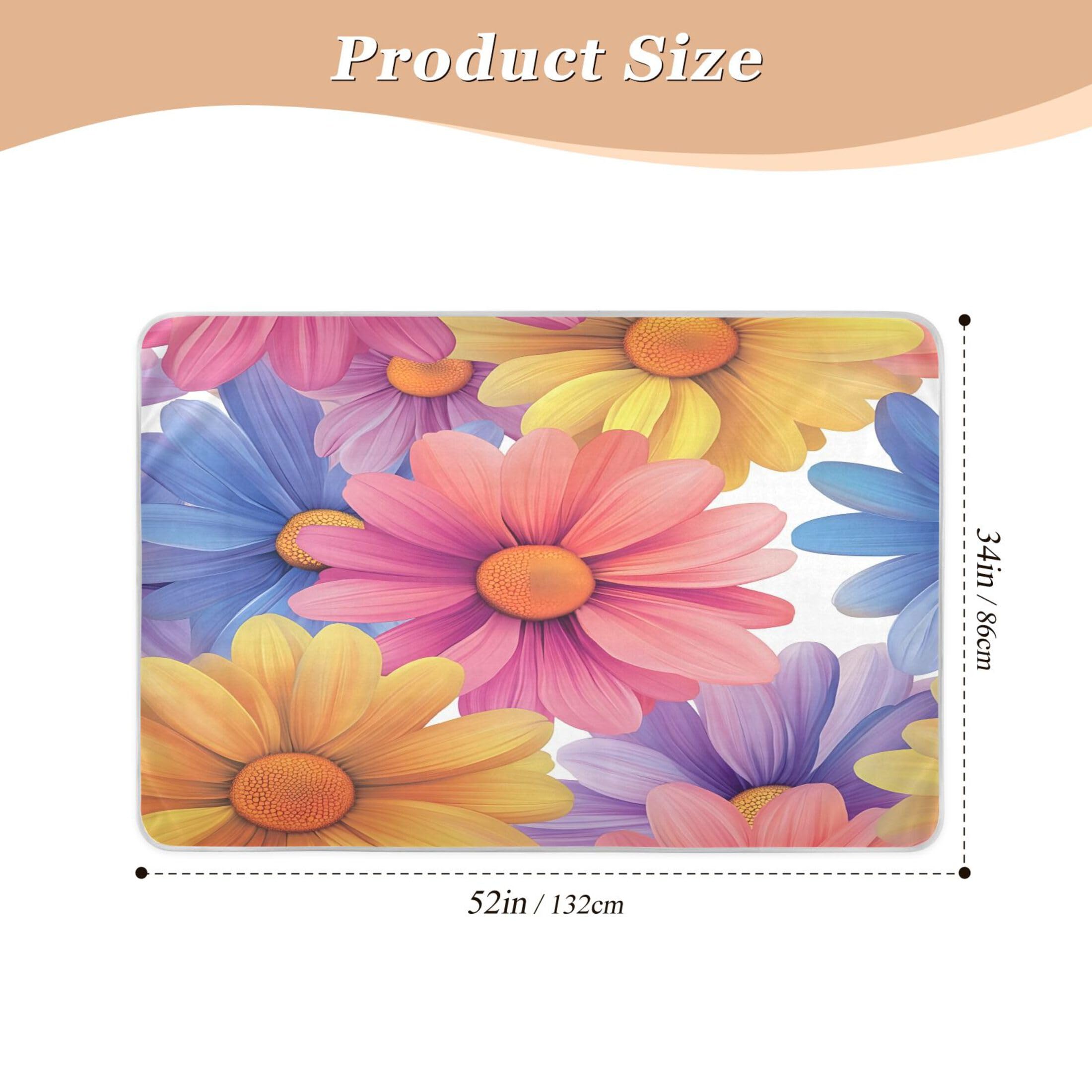 Takiito Colorful Daisies Bed Pad Reusable Bed Underpad Washable Waterproof Leak-Proof Quick Dry Incontinence Pee Pad for Toddlers Kids Adults Pets 34x52 in