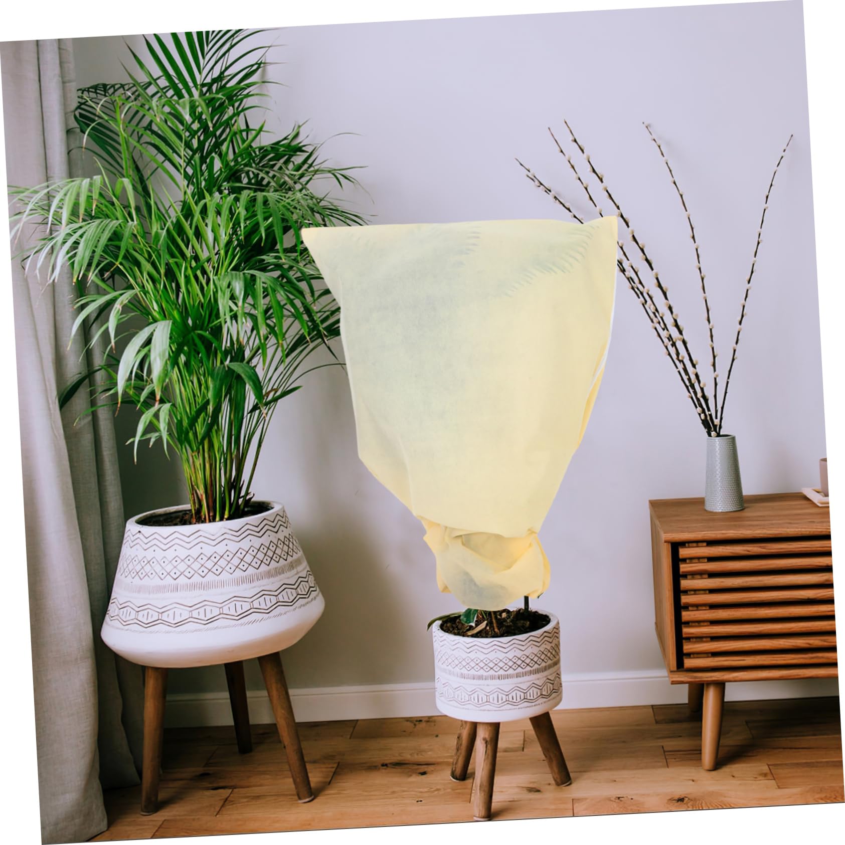 Mikikit Copertura per Piante Antibrina 2 Pezzi Non Tessuto | Khaki, Protezione Vento per Siepi e Alberi Sempreverdi, Uso Esterno in Giardino D'inverno