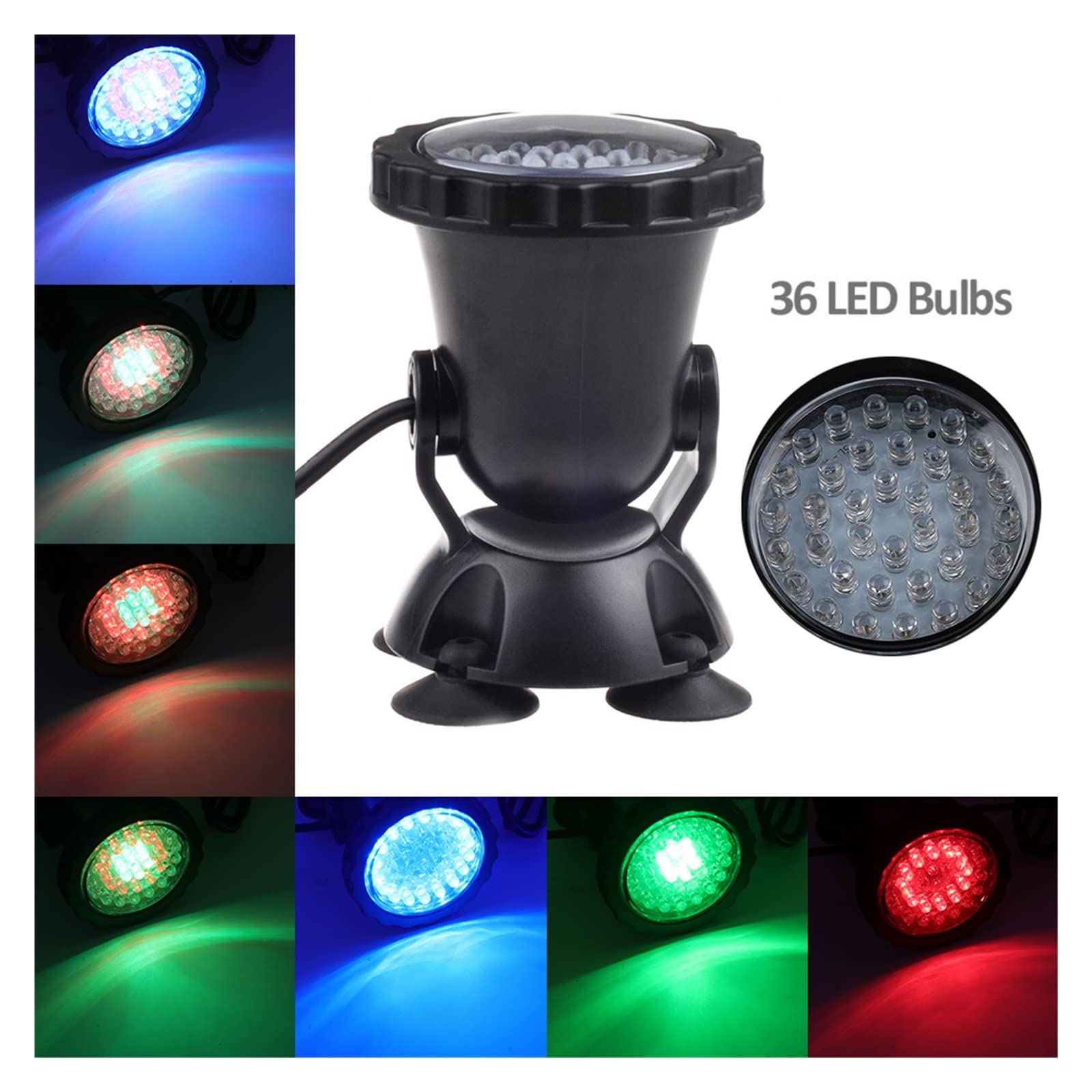 Lámpara de luz LED subacuática a prueba agua, foco subacuático RGB, fuente piscina, estanque, jardín, acuario Resistentes Al Agua Seguras(3 bulbs set)
