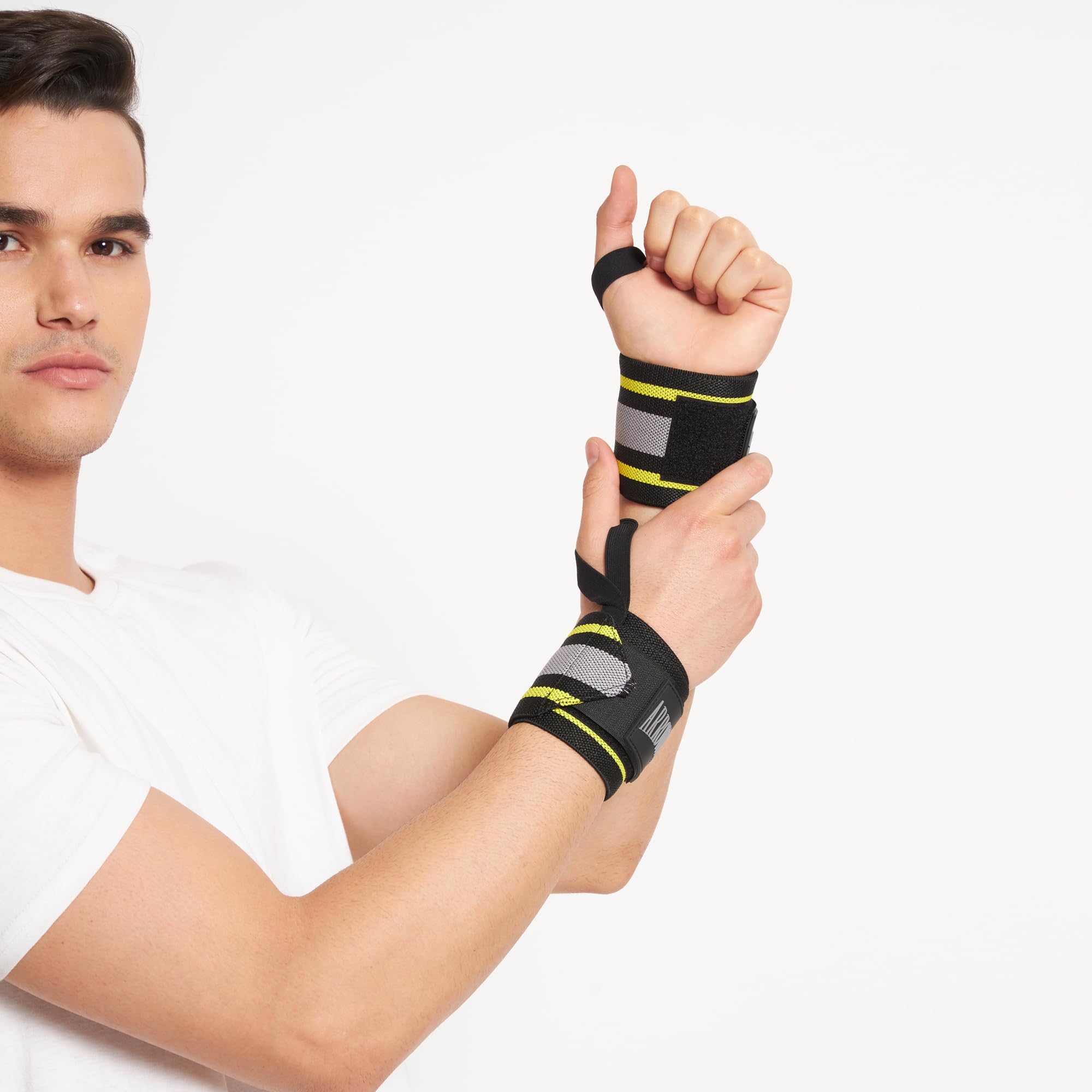 ArrowMax Cotton Wrist Support for Gym | Wrist Band for Men & Women with Thumb Loop | Gym Wrist Wraps, Straps & Hand Grip Support | Wrist Brace & Accessories for Weightlifting & Workout 4
