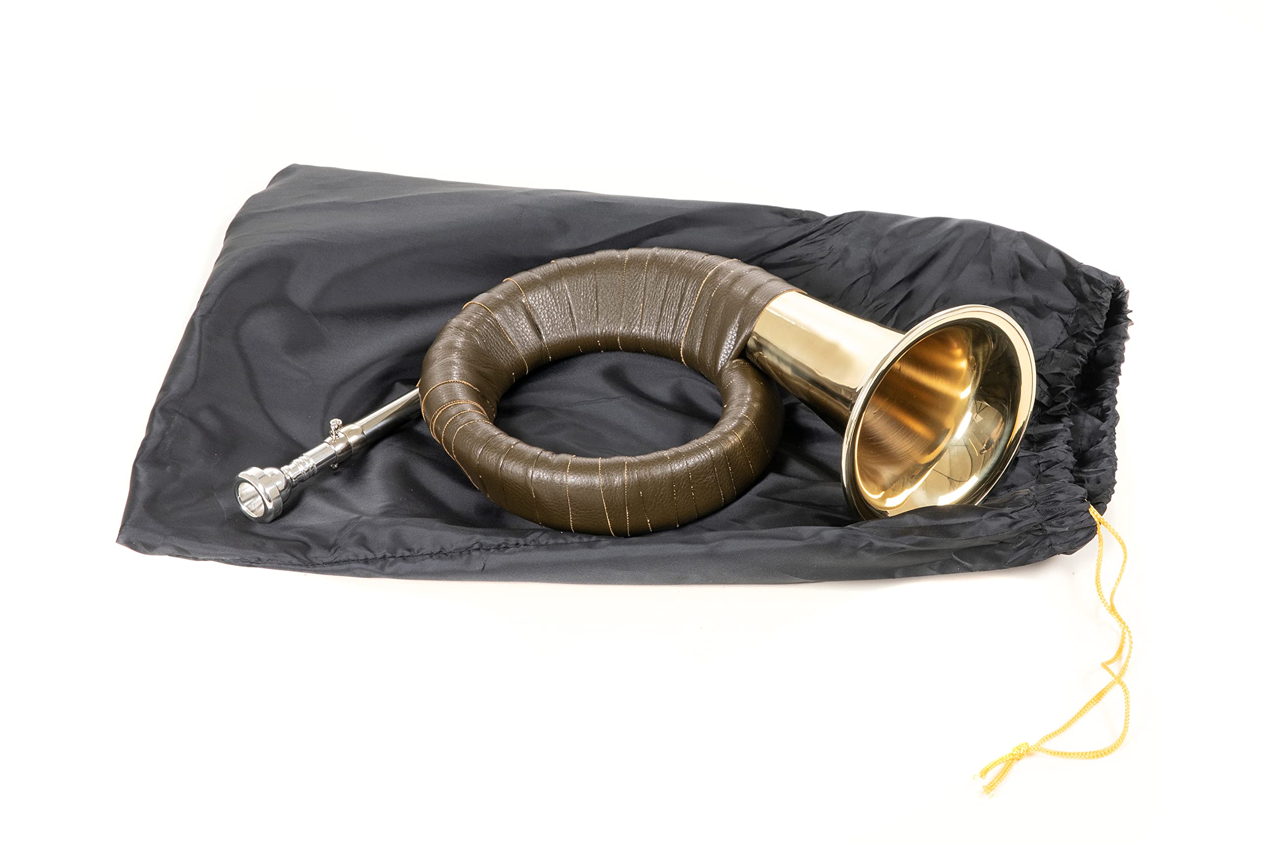 Roy Benson Fürst Pless-Horn HH-101 (Premium Messing Schallstück, 120mm Schallbecher Design, Neusilberkranz, exklusiver Stimmzug, elegante grüne Kunstlederumwicklung, inkl. Nylon Tasche)