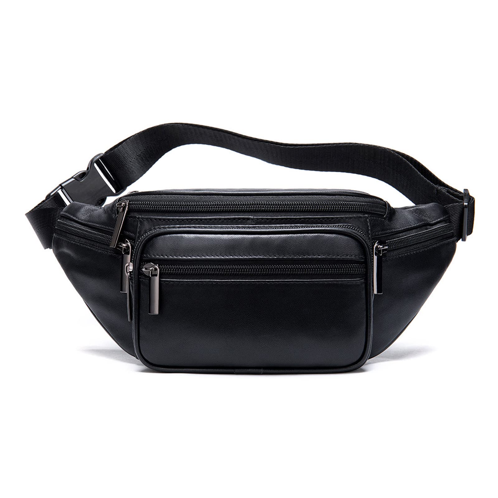 FANDARE Riñonera Mujer Hombre Cuero Bolso Hombro Bolsa de Pecho Retro Bolsa Cruzada Bandolera Impermeable Bolsos Bandolera Excursionismo Bolsos Bandolera para Escolar Viaje Crossbody Bag Negro A