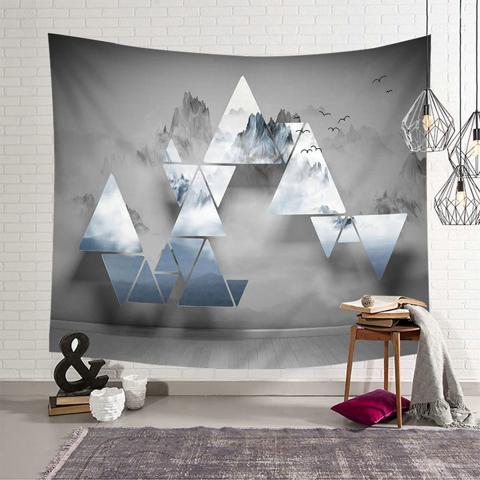 Tapiz de pared para salones y dormitorios con paisaje de montaña KnSam