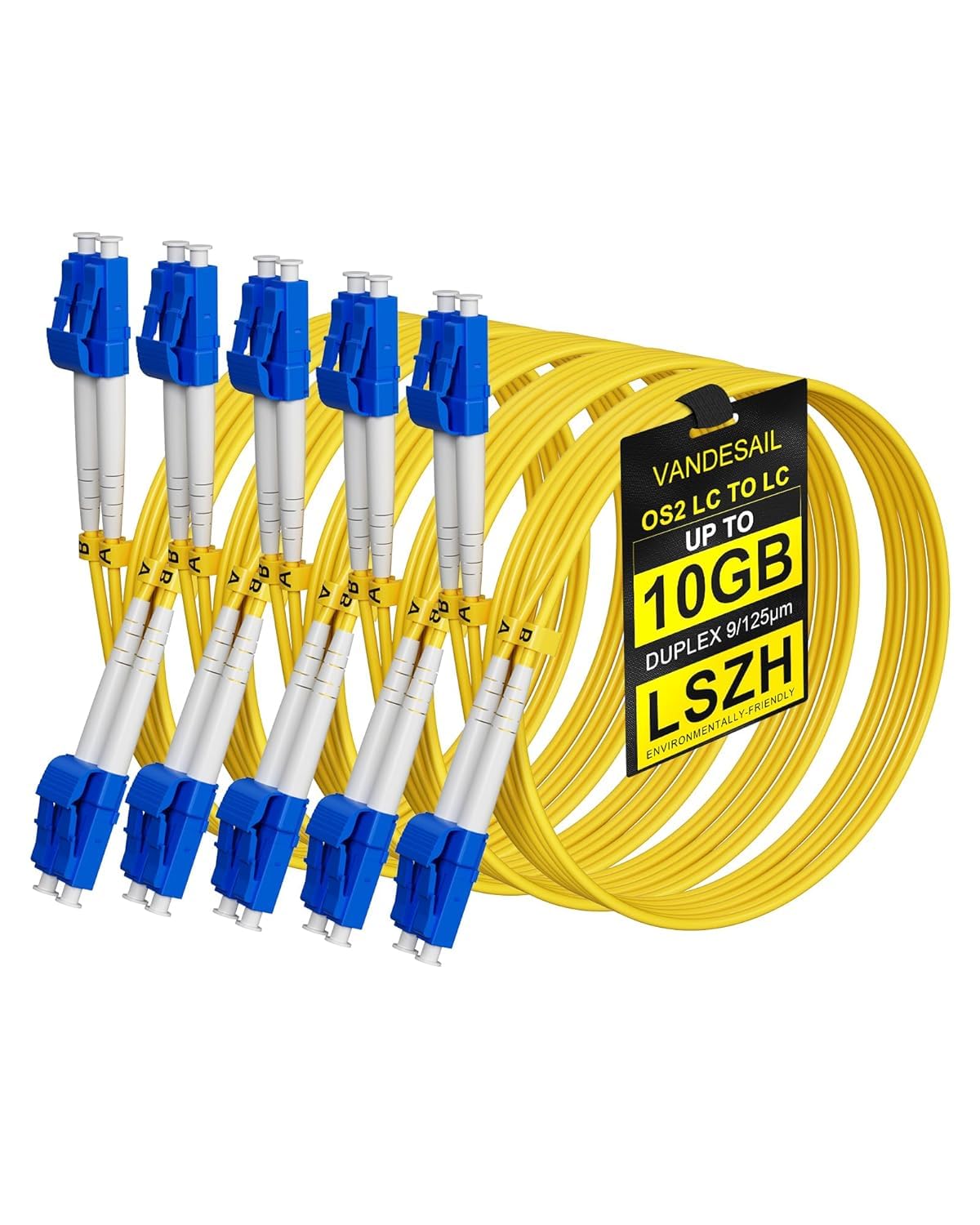 VANDESAIL LC to LC Single Mode Fiber Patch Cable 6M (19.68ft) OS2 Duplex, 9/125µm, 1G/10G/40Gbps, LSZH, Compatible with SFP+/QSFP/XFP/CFP Transceivers