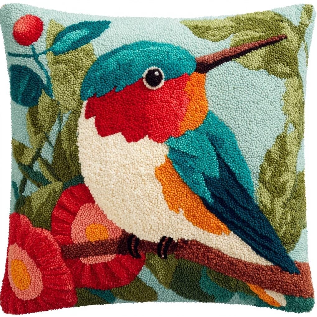 AxiangziK DIY Latch Hook Kits 43x43cm,Cute Hummingbird