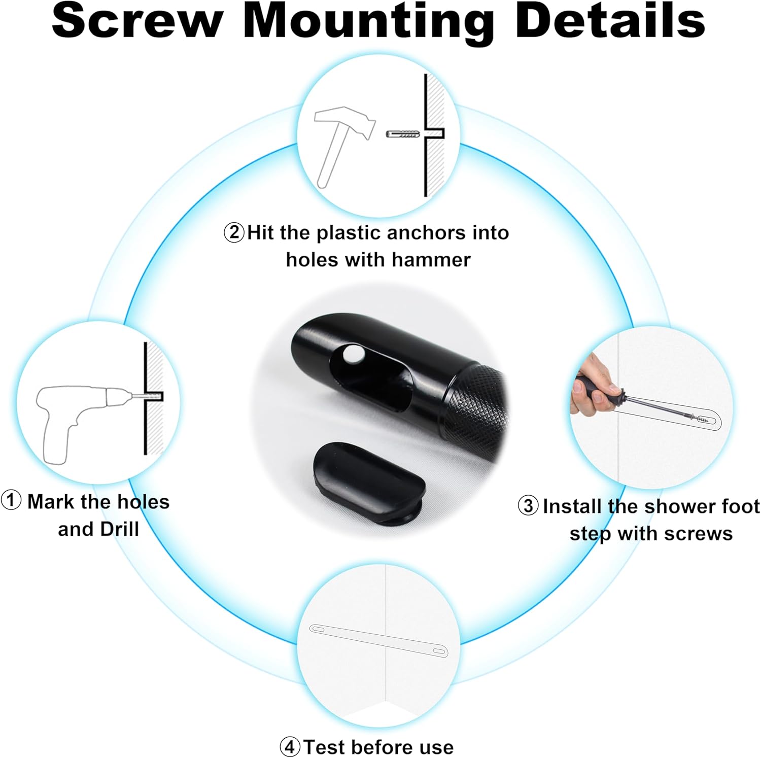 Shower Foot Rest,Shower Foot Rest for Shaving Legs,Metal Footstool for Corner of The Bathroom,Wall Mounted Stainless Steel Shower Step(GH-15 Black)…