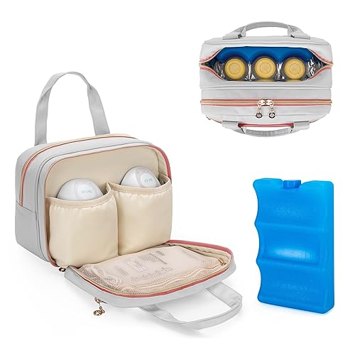Damero Bolsa de extracción de leche portátil con bolsa de hielo compatible con Elvie, Momcozy y Medela, bolsa de transporte para extractor de leche