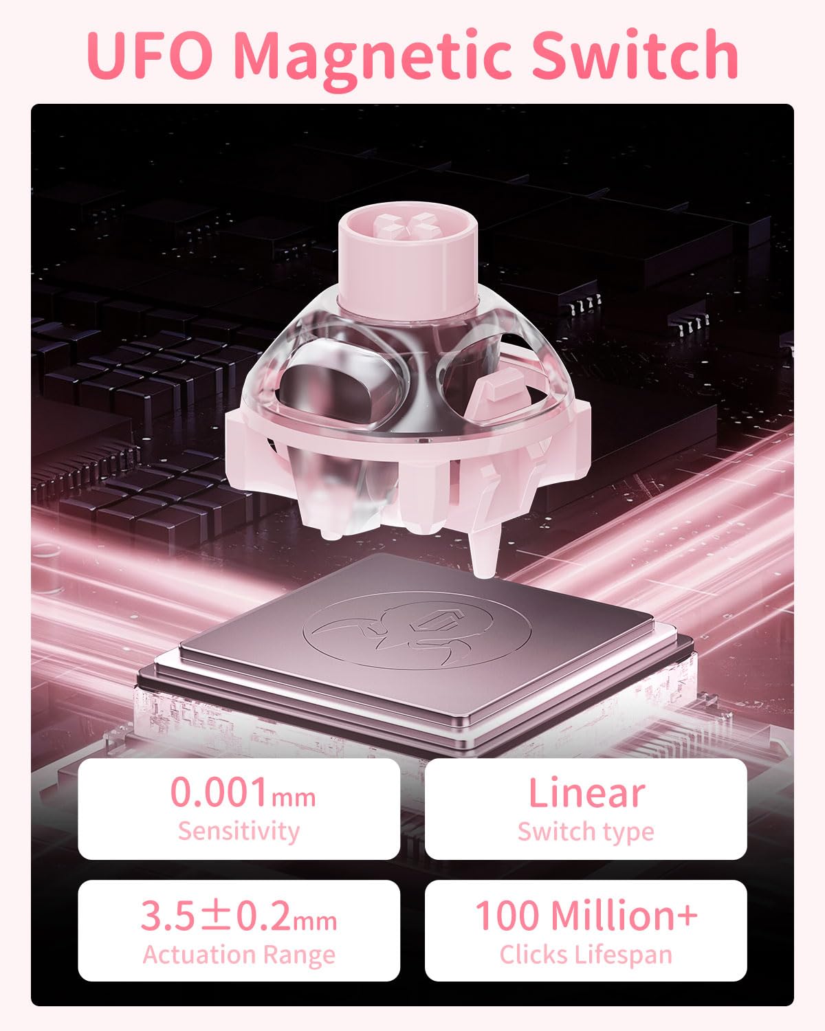 GravaStar Mercury V60 przełącznik magnetyczny z efektem Halla, klawiatura do gier, kryształowa róża