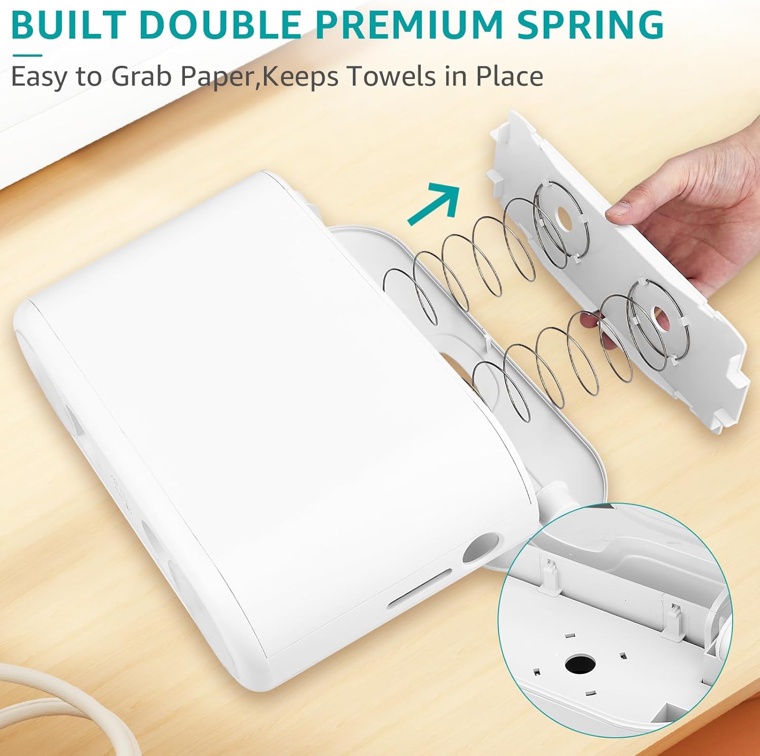 Multifold Paper Towel Dispenser Countertop, Commercial Hand Towel Dispenser for Bathroom Kitchen Home, Trifold/C Fold/Z Fold Napkin Dispenser, Abs Plastic - Non-Slip, White - Image 5