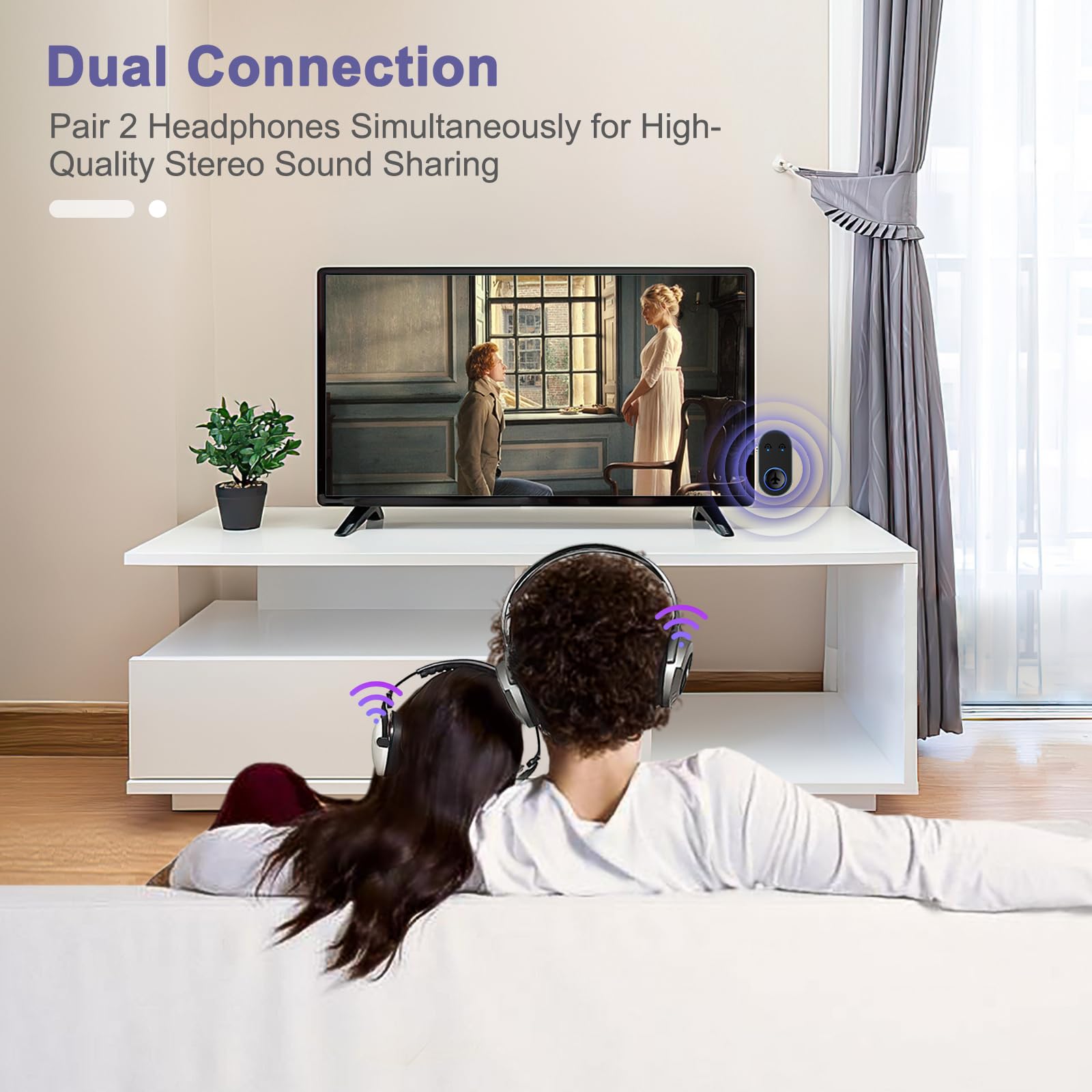 Nadajnik audio Bluetooth 5.3, adapter do słuchawek Bluetooth z podwójnym połączeniem, przenośny nadajnik Bluetooth do samolotu, odtwarzanie 16H, bezprzewodowe adaptery Aux 3,5 mm do domowego