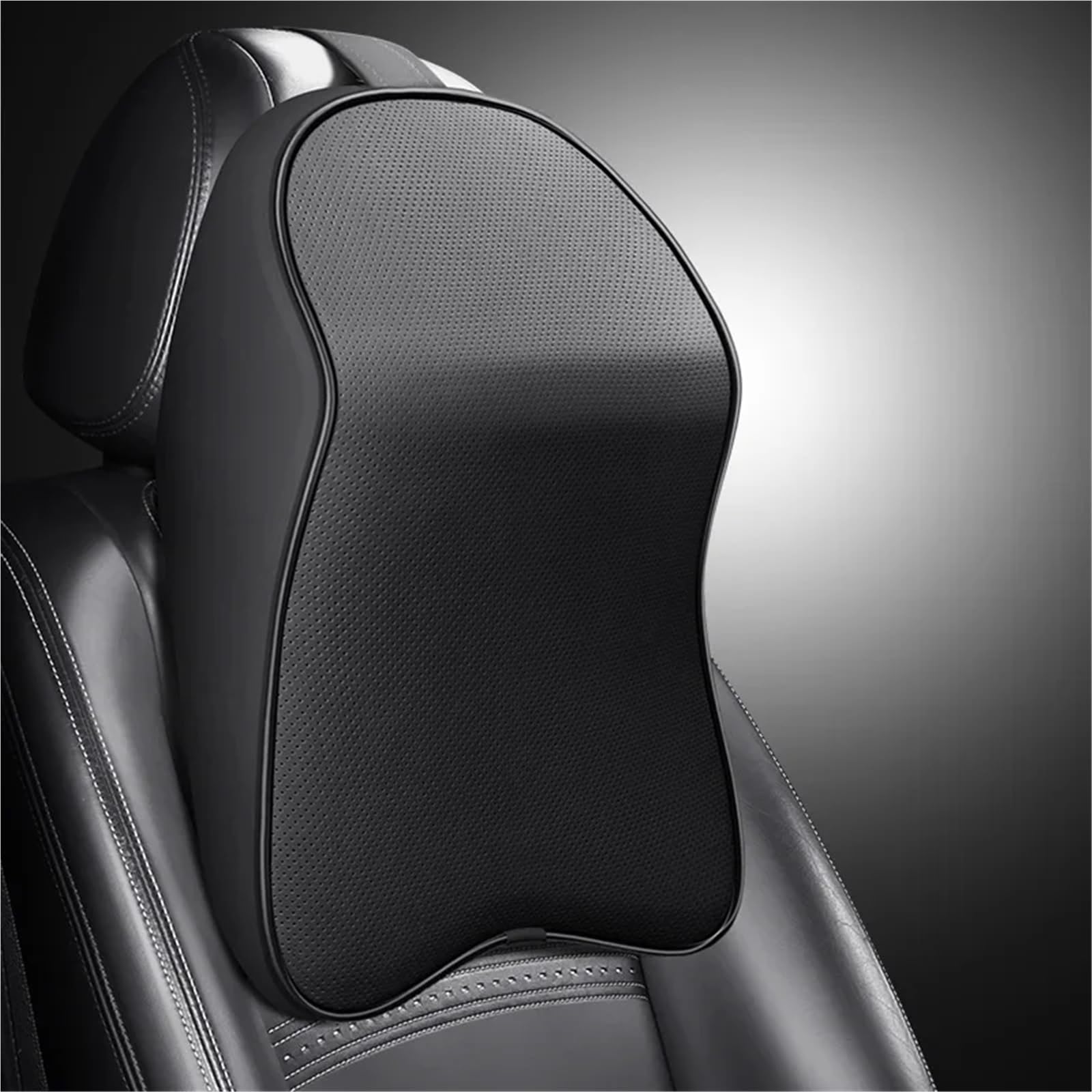 Car Pillow Driving Seat Cuscino poggiatesta per auto in memory foam 3D pelle, supporto il collo, cuscino sollievo dal dolore(Black Pillow)