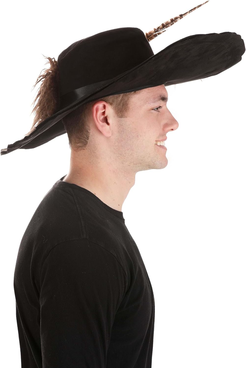 Disney Pirates of the Caribbean Barbossa Pirate Hat - Adjustable Suede Hat with Feather