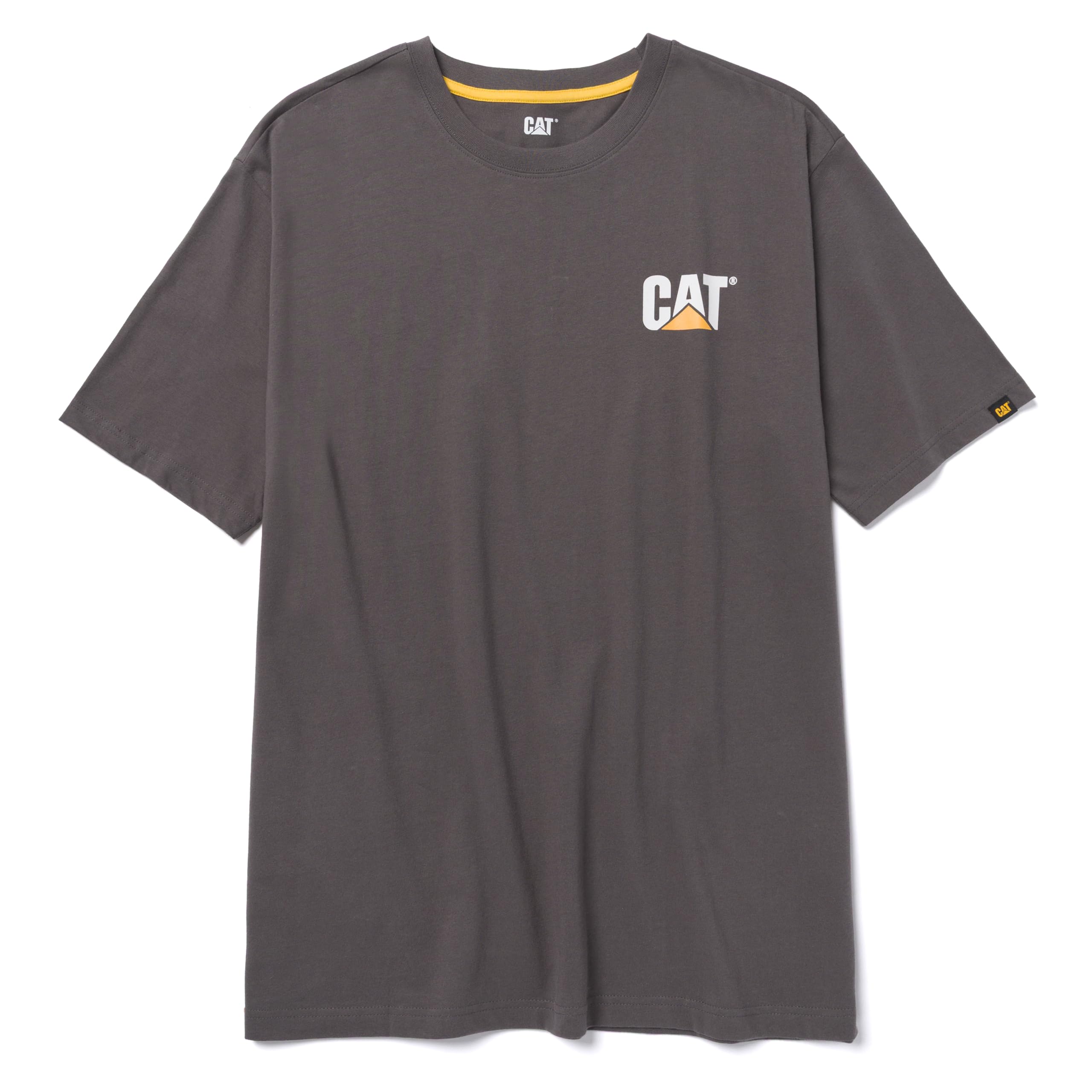 CAT Men's Trademark T-Shirts with Shape-Retention Rib Trim Spandex, Tagless Neck, and Cat Logo on Left Chest