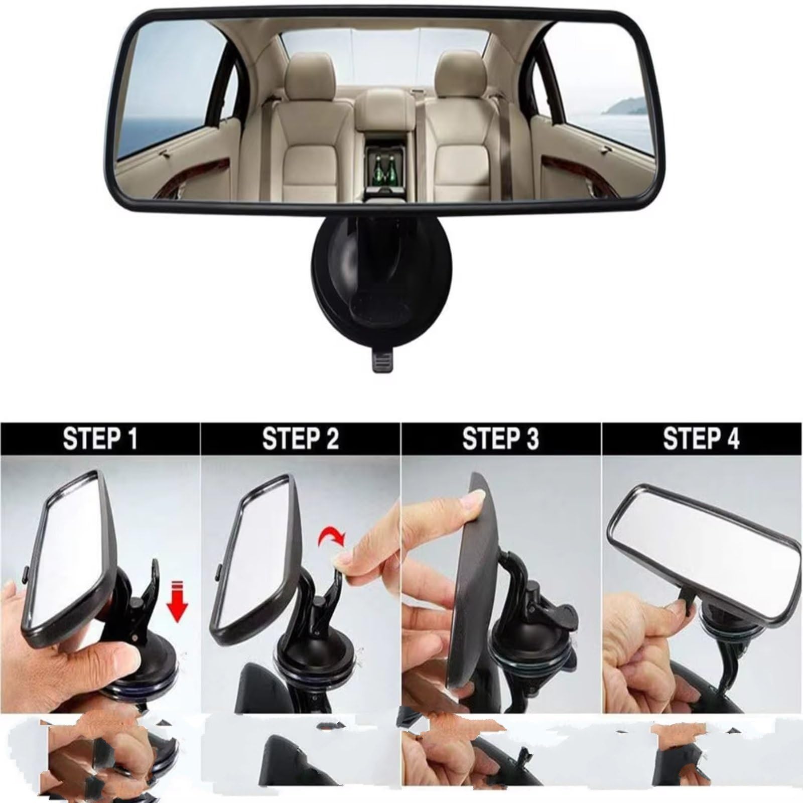 Compatibile Con Universale 360° Rotante Auto Grandangolo Antiriflesso Blu Specchietto Retrovisore Regolabile Ventosa Interno Accessori