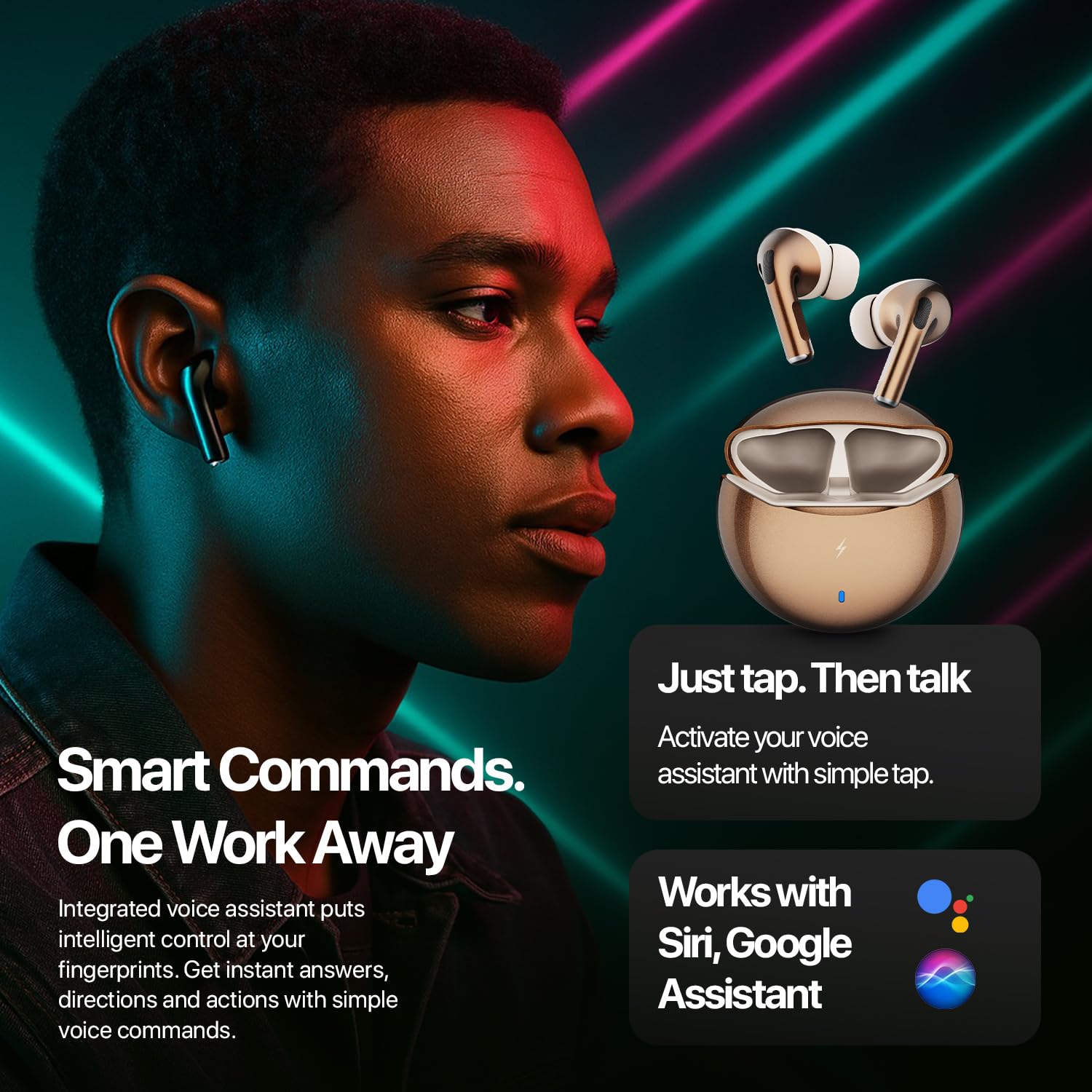 Fire-Boltt Aero TWS Earbuds Custom EQ, Wireless Bluetooth 5.4, Music & App Support, 50H Playtime, Fast Charging Case, 50ms Low Latency for Gaming, Touch Controls, IPX4 Waterproof, Clear Calls - Gold — Amazon image 13