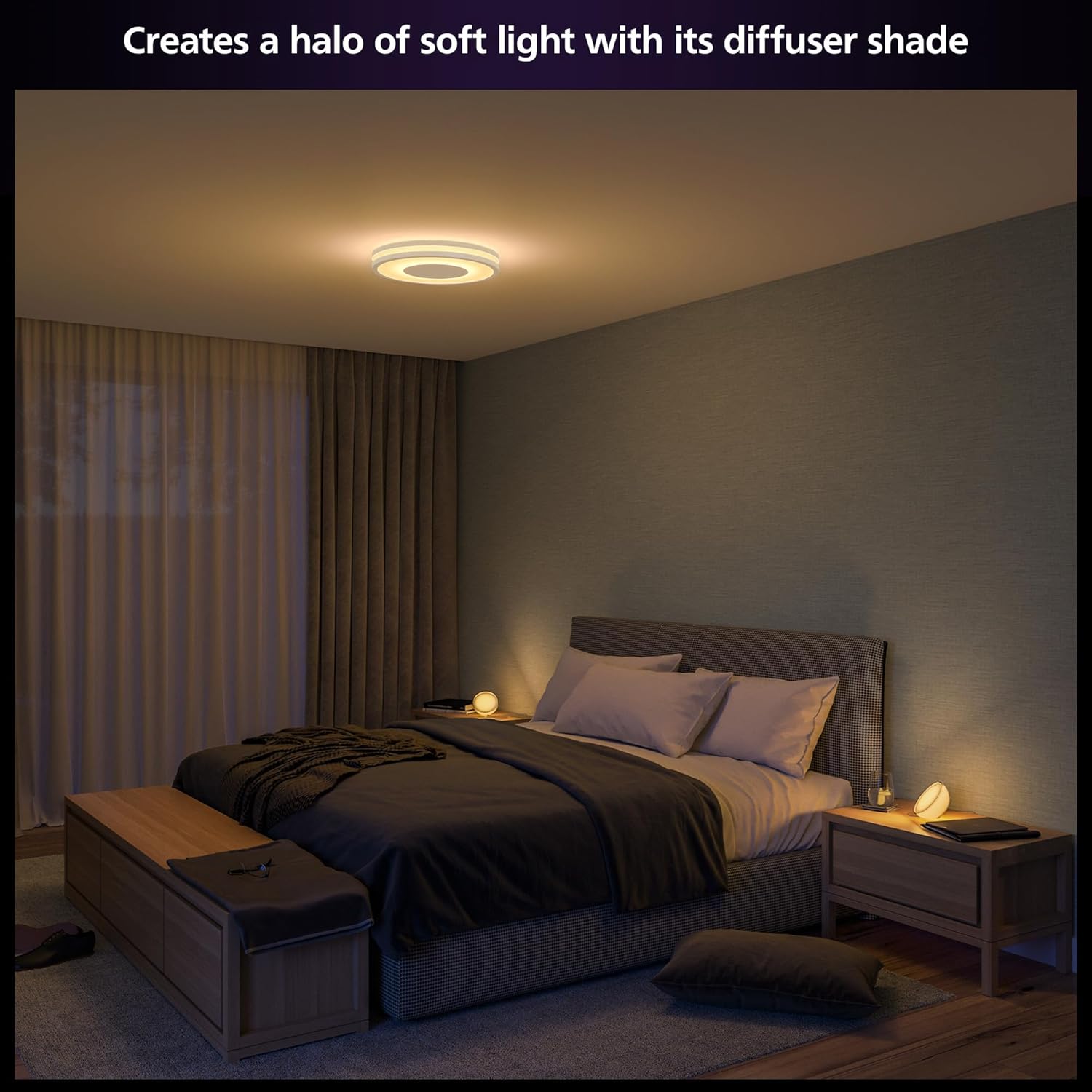 Philips Hue Being Ceiling Light, White - White Ambiance Warm-to-Cool White Smart LED Light - 1 Pack - Control with Hue App - Compatible with Alexa, Google Assistant, and Apple Homekit - Image 5