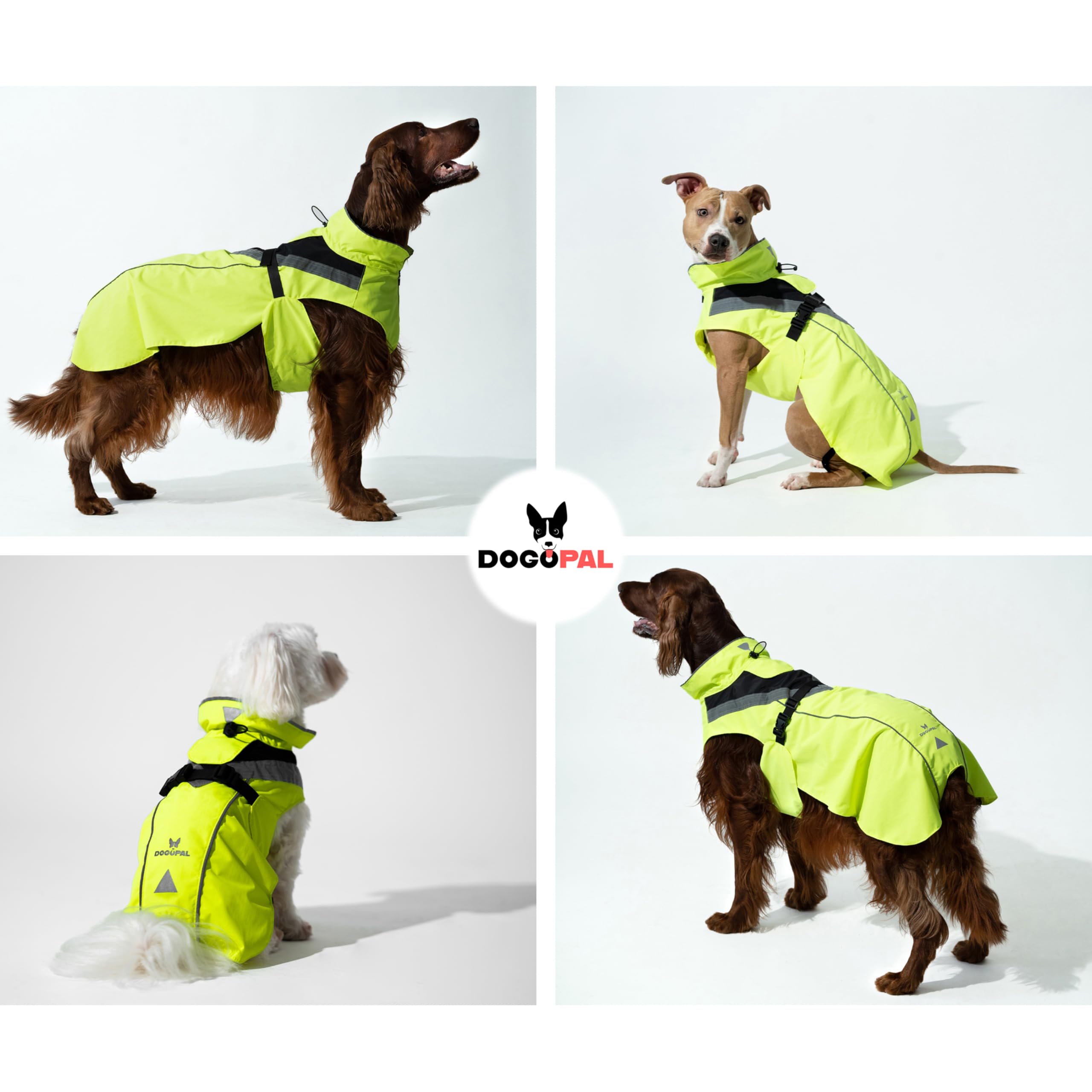 DOGOPAL Dog Raincoat - Waterproof, Lightweight Jacket for Small, Medium, and Large Dogs with High Visibility Reflective Straps and Harness Hole (Yellow, Medium)