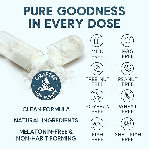 Miniatura 8 de Suplemento de glicinato de magnesio para dormir y estrés - KSM-66 Ashwagandha, GABA, L-teanina, manzanilla - Ayuda natural para dormir y apoyo de