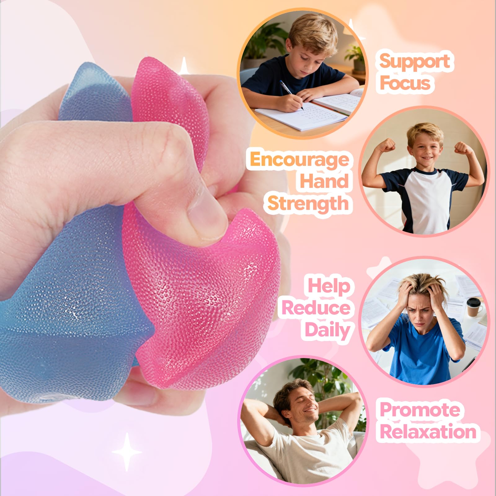 Jiezipeasy Triangle Bubble Squishy Toy 3-Colour Set, Soft TPR Stress Relief Squeeze Toy - Image 3