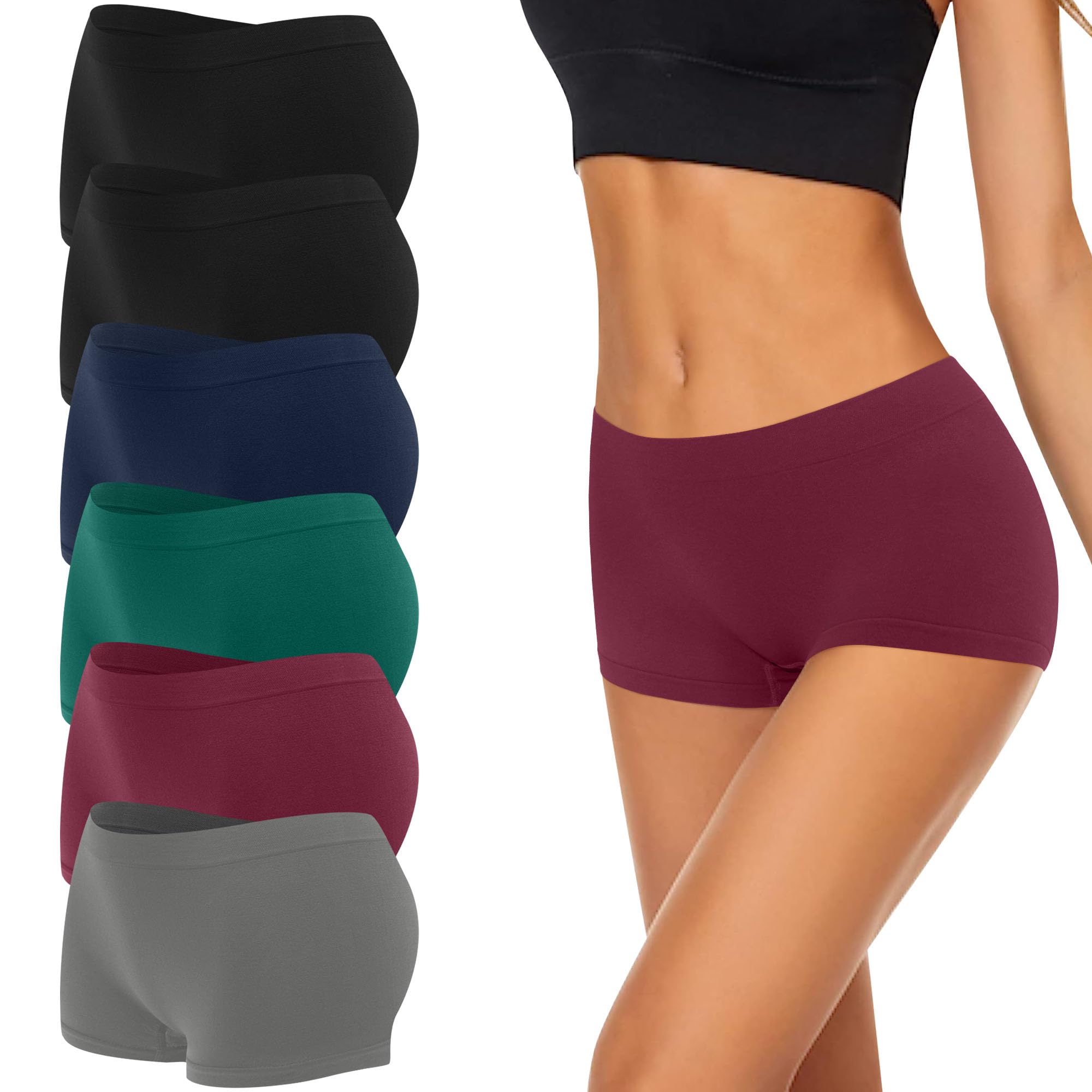 Uizuooy 4/6 er Pack Damen Boxershorts Pantys Nahtlose Damen Unterhosen | Damen Seamless Hipster Panties Atmungsaktiv Panties Weich Stretch Frauen Mikrofaser Unterwäsche Damen Mehrfachpackung S-2XL
