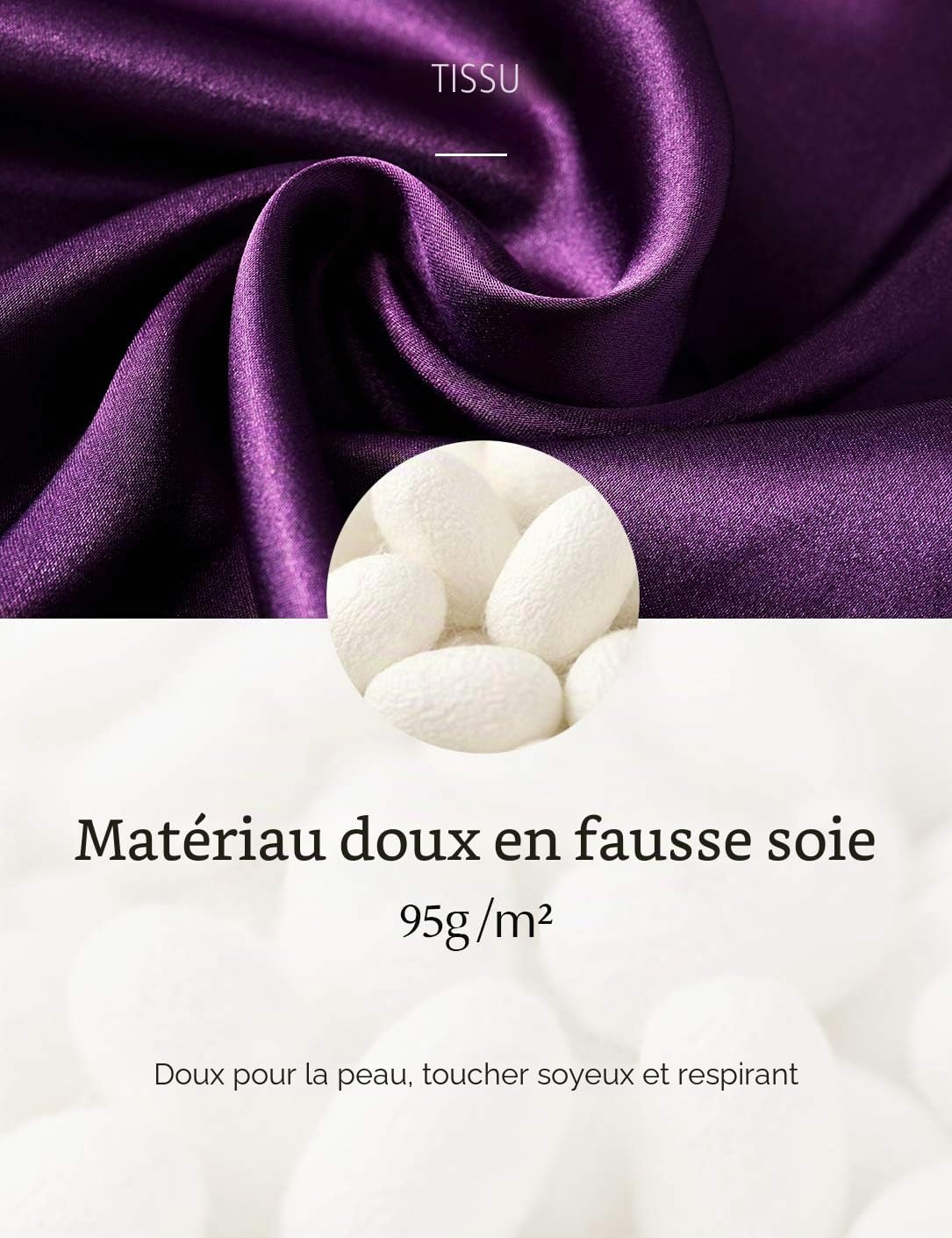 Coucoland Kimono Robe de Chambre longue Satin Robe de Nuit avec Bordure en Dentelle pour Femme Taille Unique