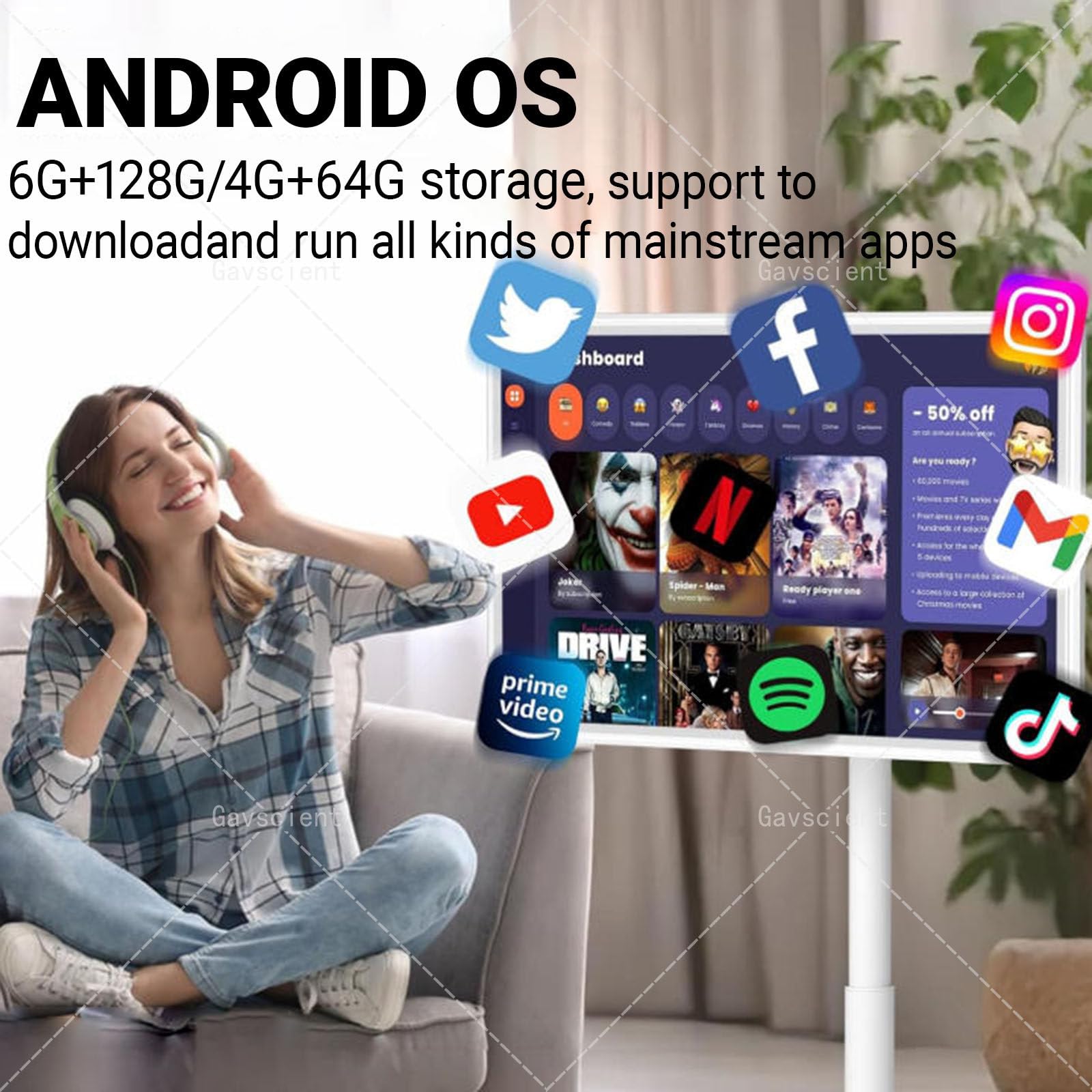 Monitor de pantalla táctil portátil con batería integrada y rotación giratoria completa para entretenimiento y productividad sobre la marcha