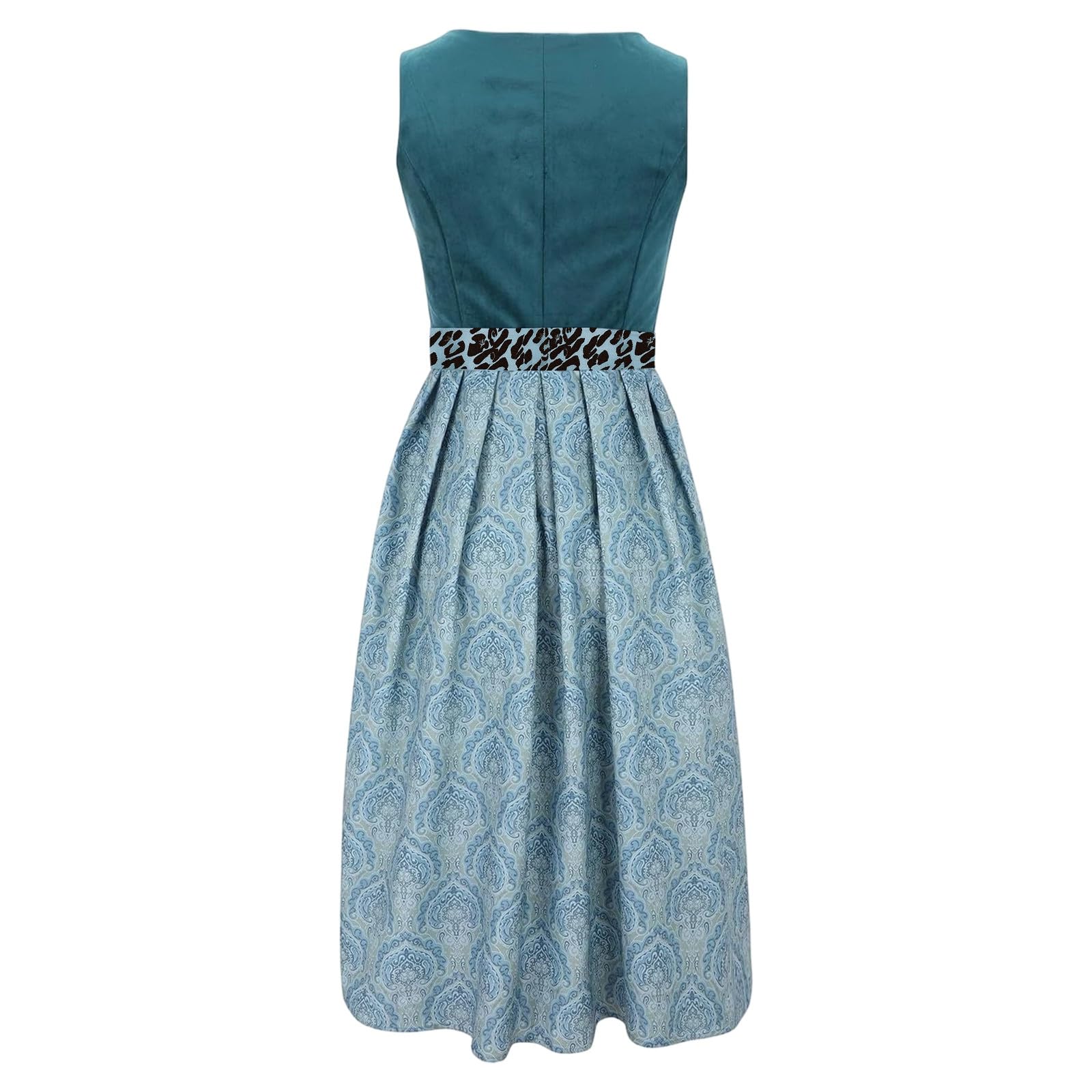 Didadihu Dirndl Damen 2 Teilig Samt Lang mit Schürze, Modernes Blaues Dirndlkleid Trachtenkleid, Elegantes Traditionelles Oktoberfest Outfit, Trachten Kleid Trachtenmode