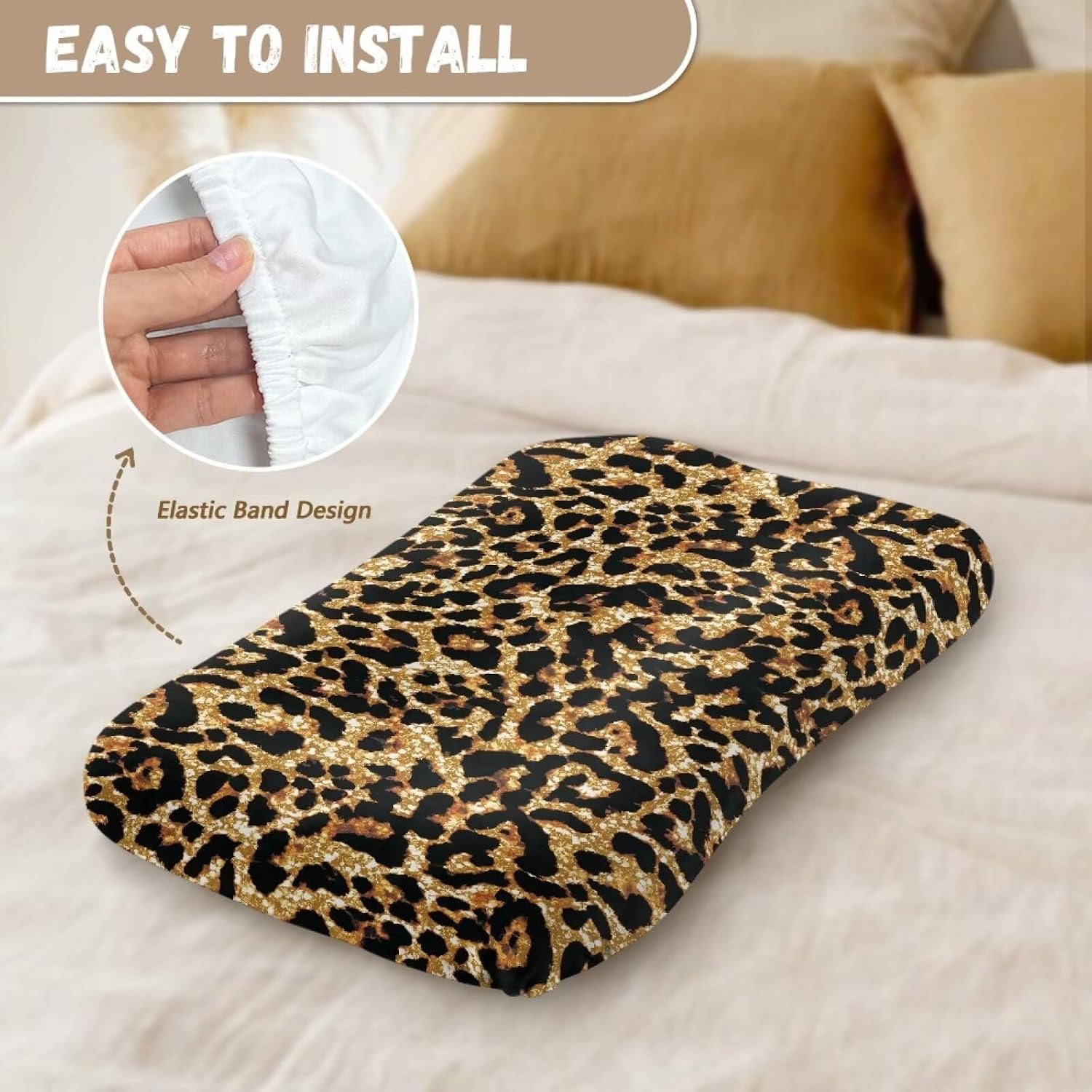 ZDCUSTOM Bassinet Sheets for Standard Bassinets Brown Leopard Breathable Baby Fitted Sheet Baby Bassinet Sheets Set for Oval Hourglass and Rectangular Bassinet Mattress Pads