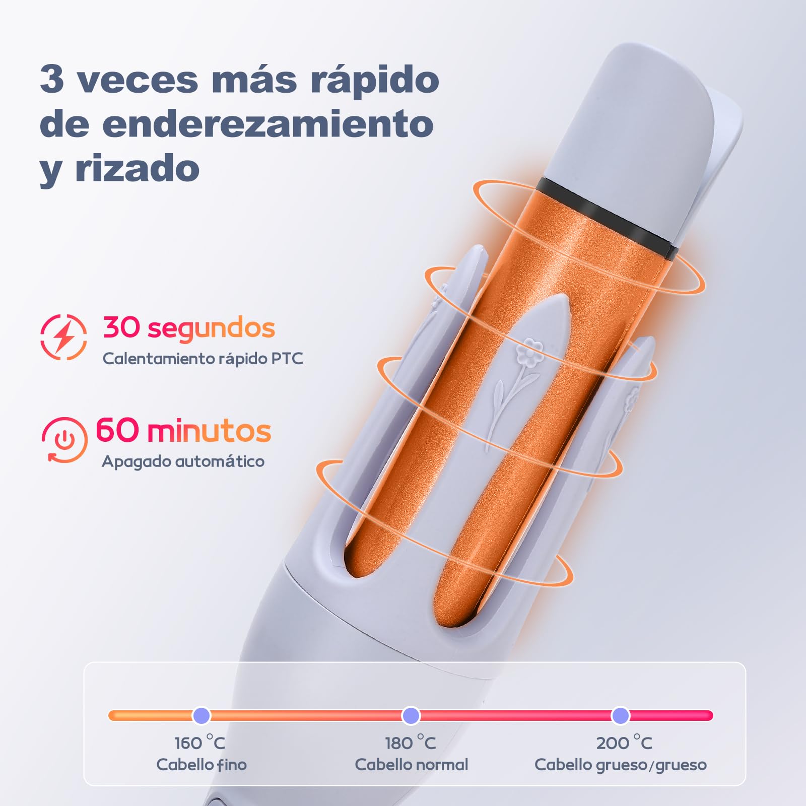 32mm Rizador de Pelo Automático, 2en1 Rizadora y Plancha Pelo, Revestimiento Cerámico, 3 Temp(160℃-200℃), Calentamiento PTC y Peinados Duraderos