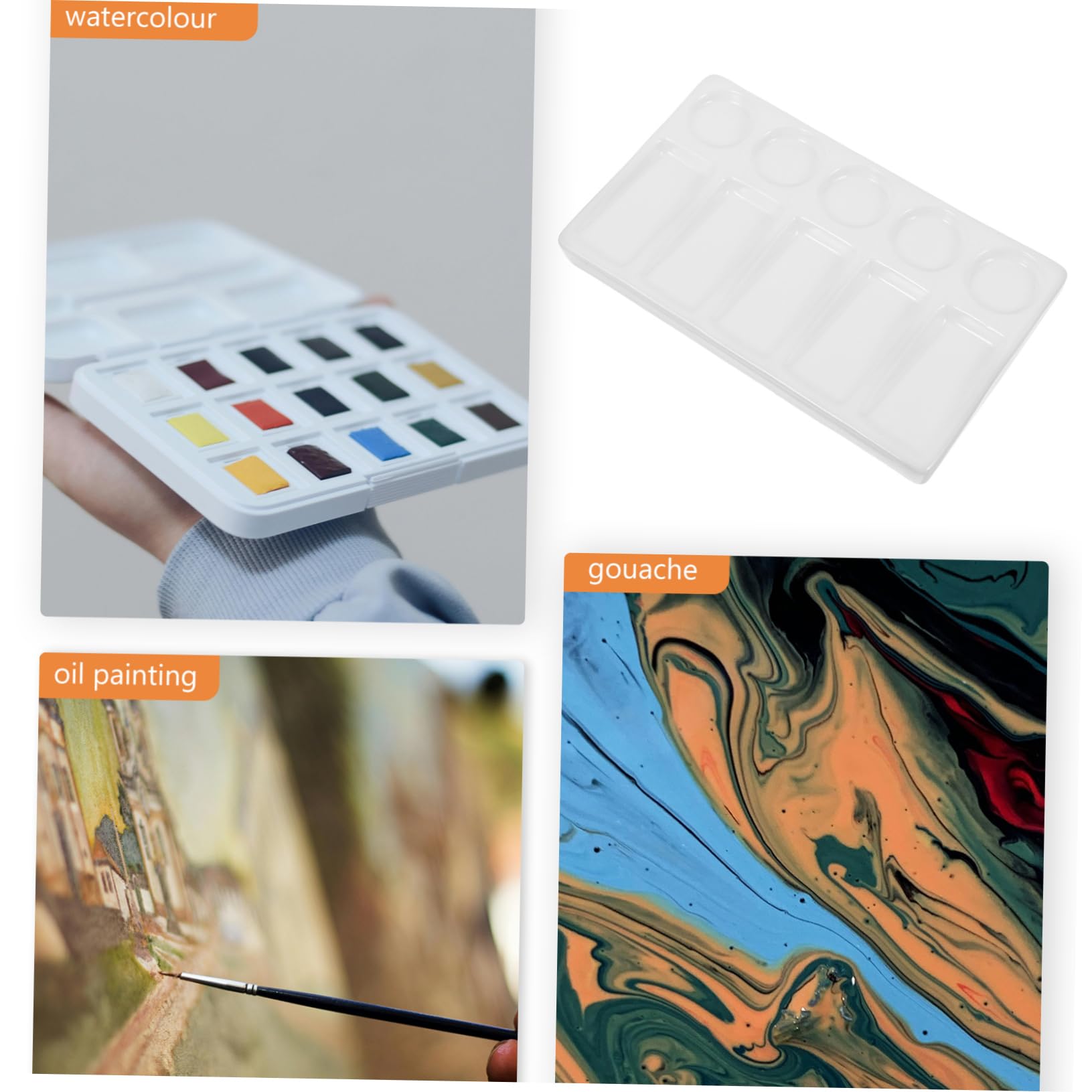 SHINEOFI Paleta de Mezcla Rectangular 10 Pozos para Acuarela y Pintura al Óleo, Superficie Antihuellas, Fácil Limpieza y Resistente a Manchas