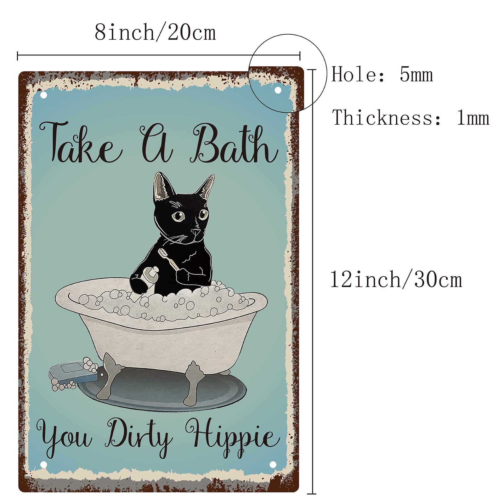 CREATCABIN Zwarte kat wassen je poot tinnen bord